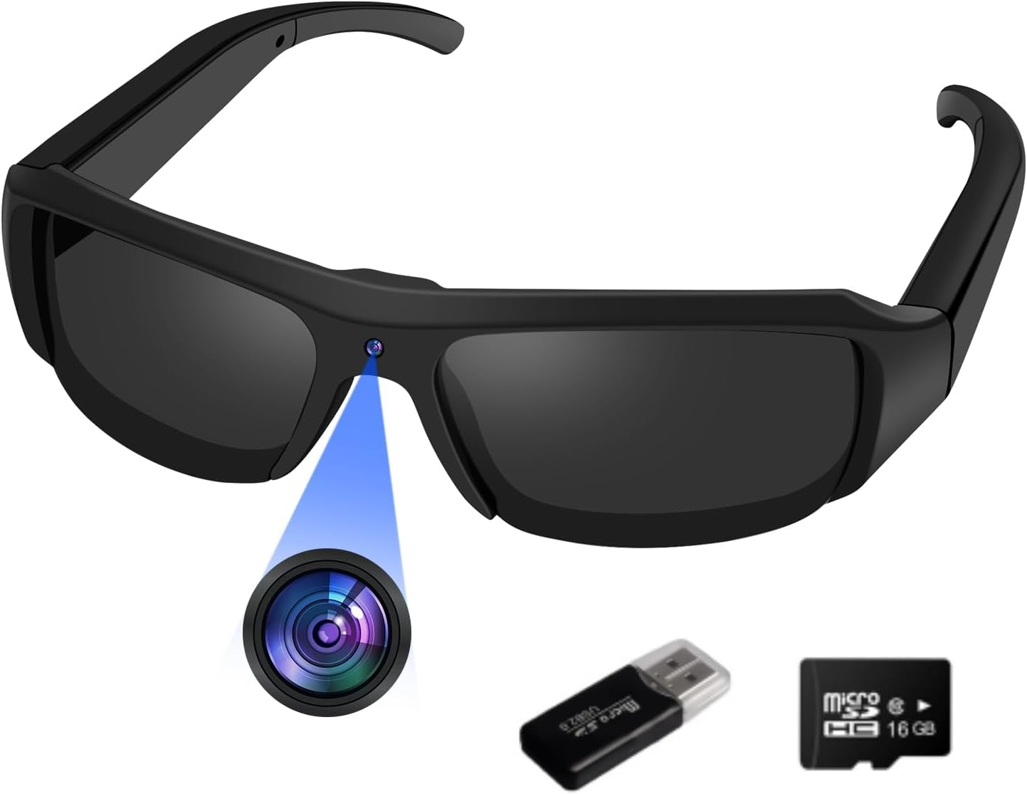 Lentes de sol con cámara, Lentes de acción deportiva, cámara de video 1080P