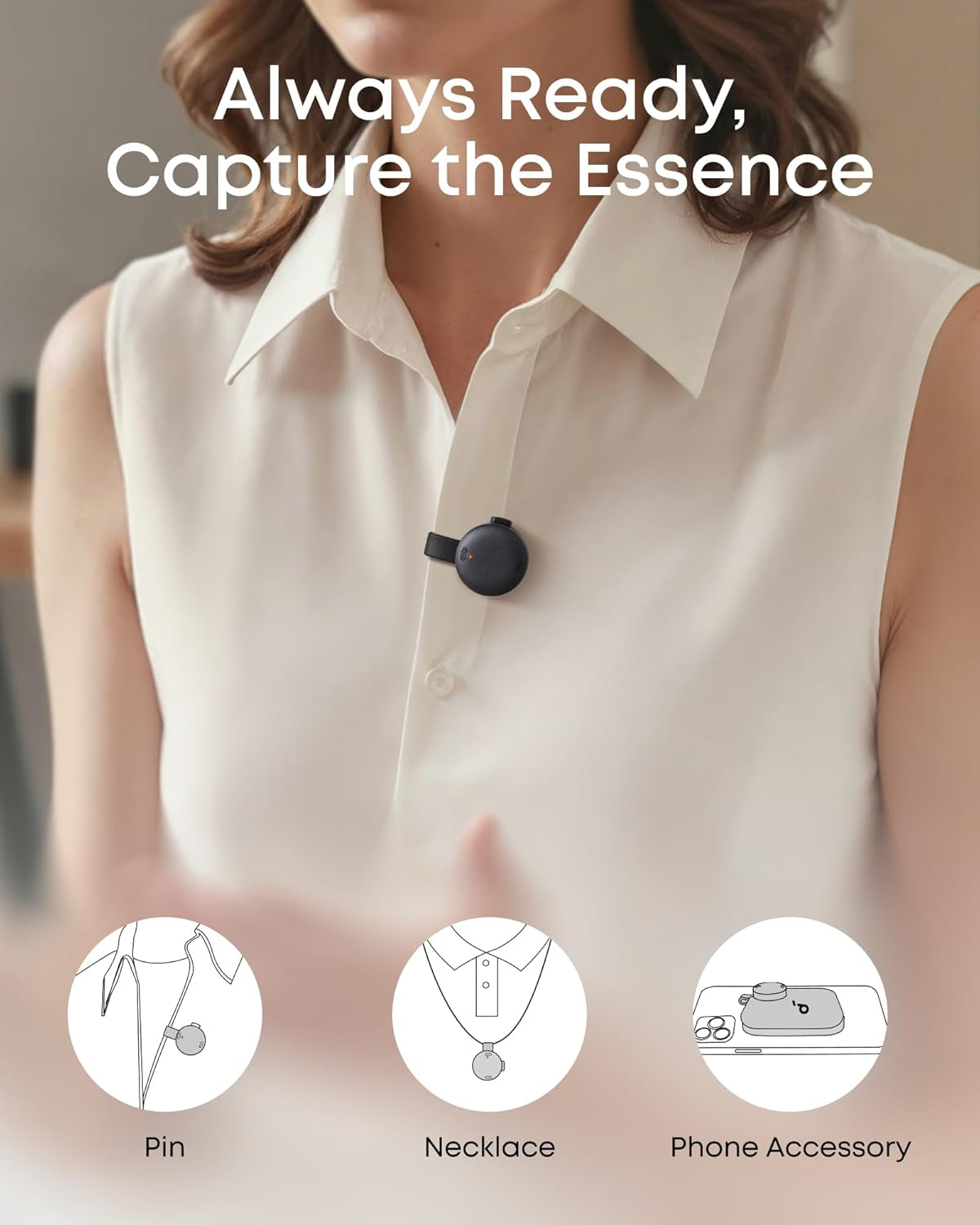 Work by , Portable AI Voice Recorder, AI Note Taker, AI Transcription & Summarization, 6-Month Pro at No Charge, Cross-Meeting Summary, Mfi Certified, Privacy Protection