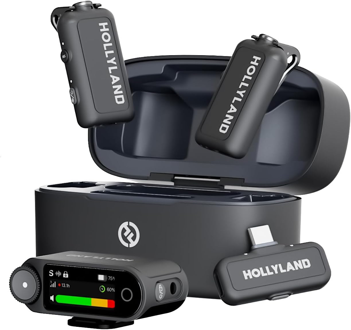 Lark MAX 2 Wireless Microphone for Iphone/Camera/Android, AI Noise Cancel, Wireless Monitoring, 32Bit Full-Chain Audio, Timecode (Ultimate Combo, 2TX+2RX+OWS Earphones + Charging Case)