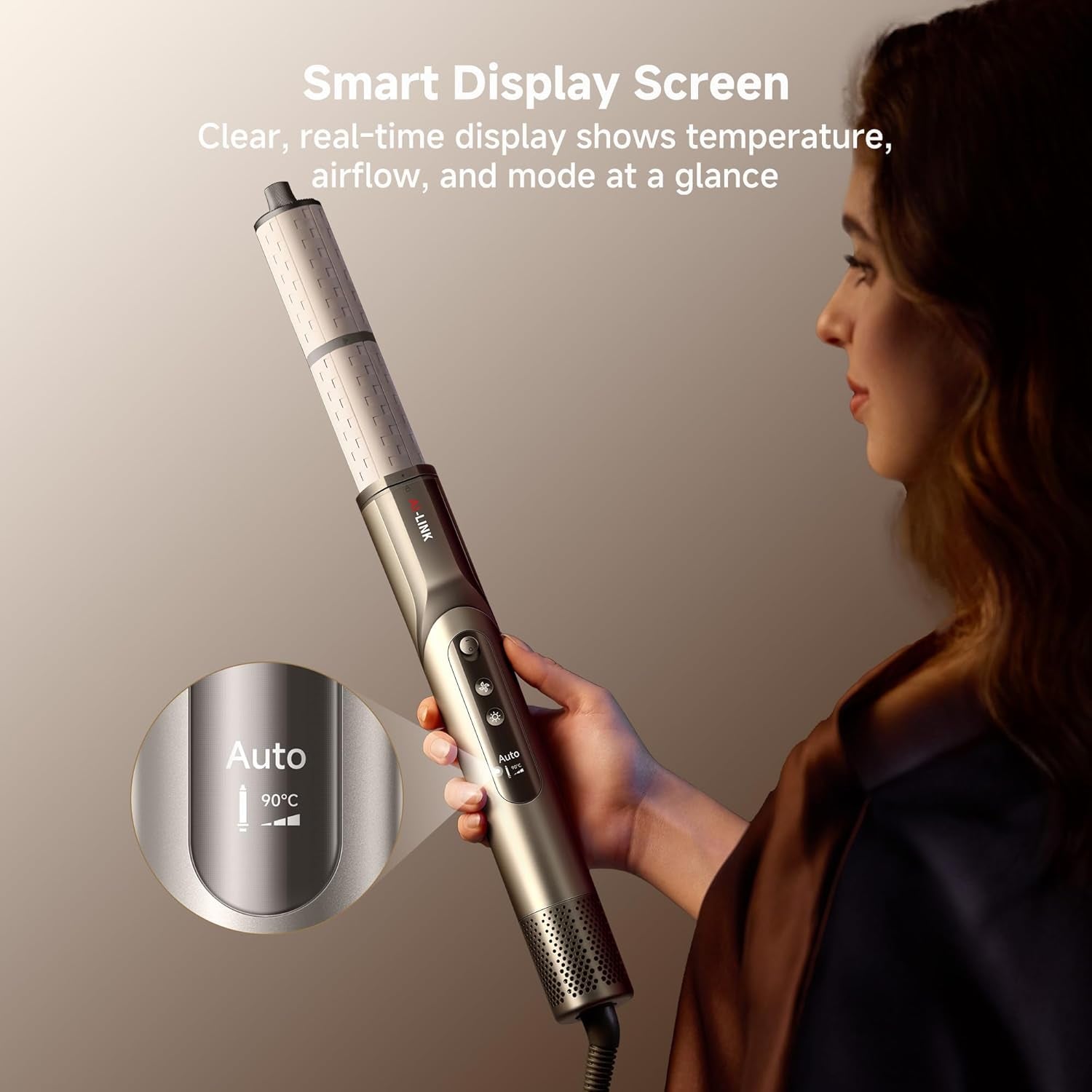 Dazzle Hair Styler and Dryer- Intelligent Nozzle Recognition, 110,000RPM High-Speed Motor for Fast Drying, 300M Negative Ions, 5 Snap-On Attachments, Smart Screen, 3 Customizable Modes