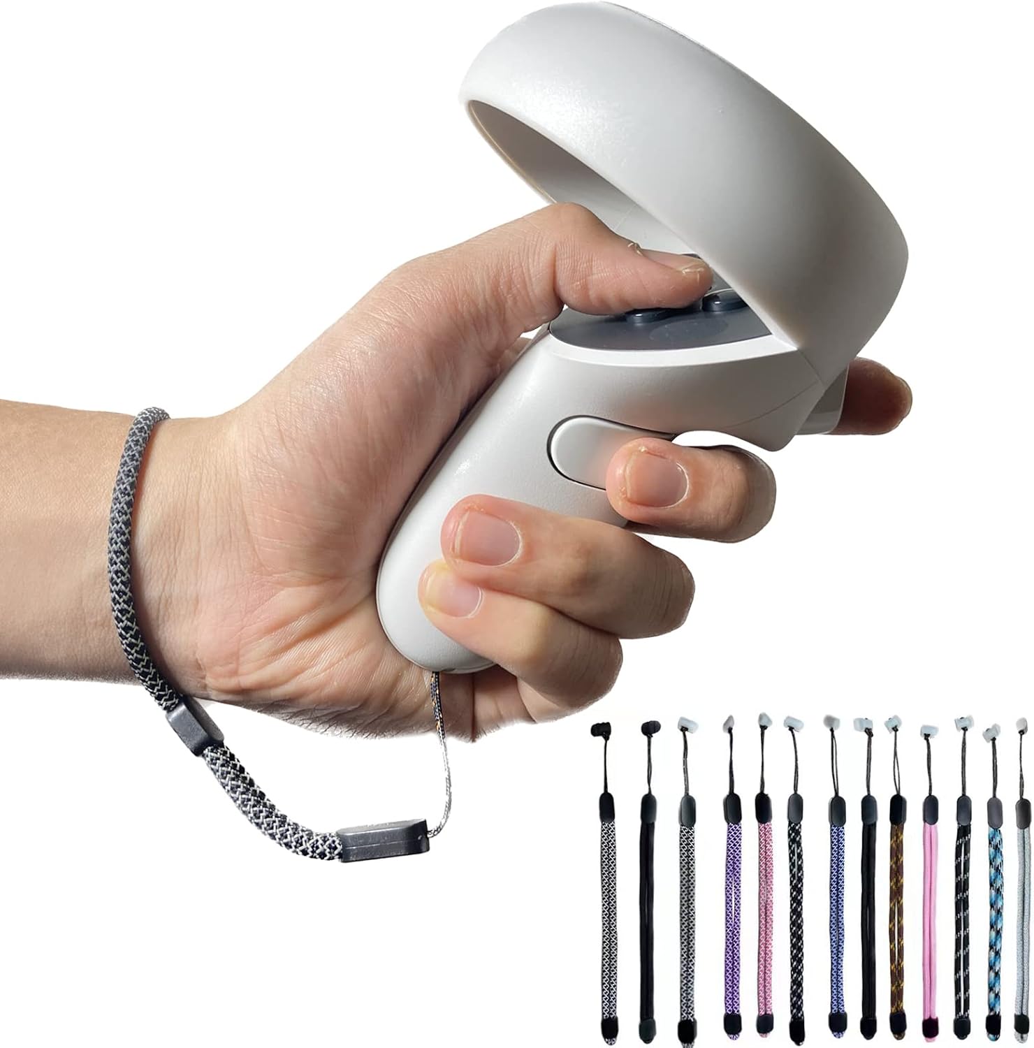 Correas de muñeca reflectantes de repuesto mejoradas para el controlador Oculus Quest de 2.ª generación. Correa de mano ajustable, resistente y cómoda. Tapón de resina negra de fácil colocación.