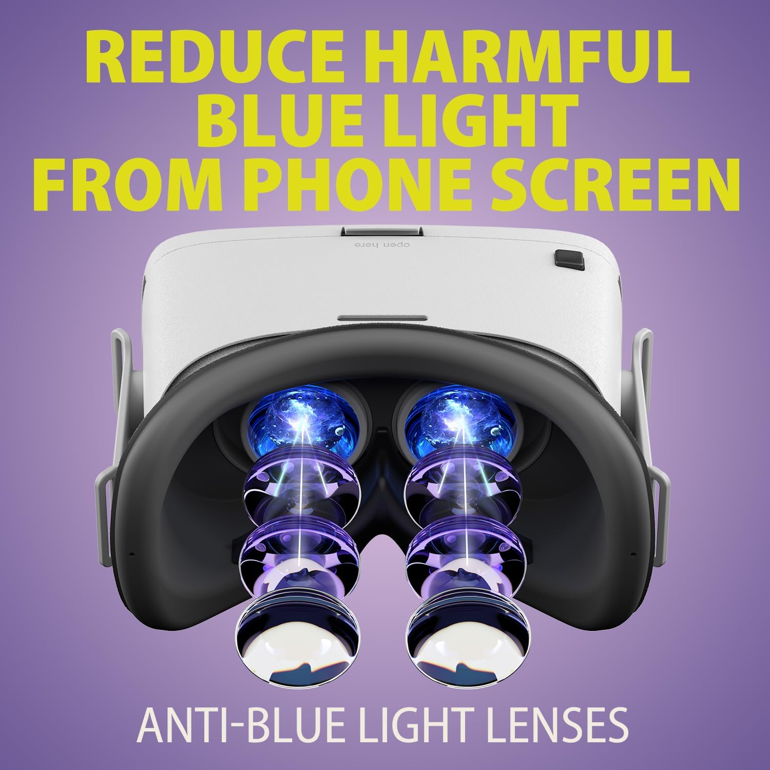 Gafas de realidad virtual V5 para teléfono con controlador, lentes HD con protección contra la luz azul, campo de visión de 110°, compatibles con iPhone 16/15/14/13/12/11, Samsung y Android - Blanco