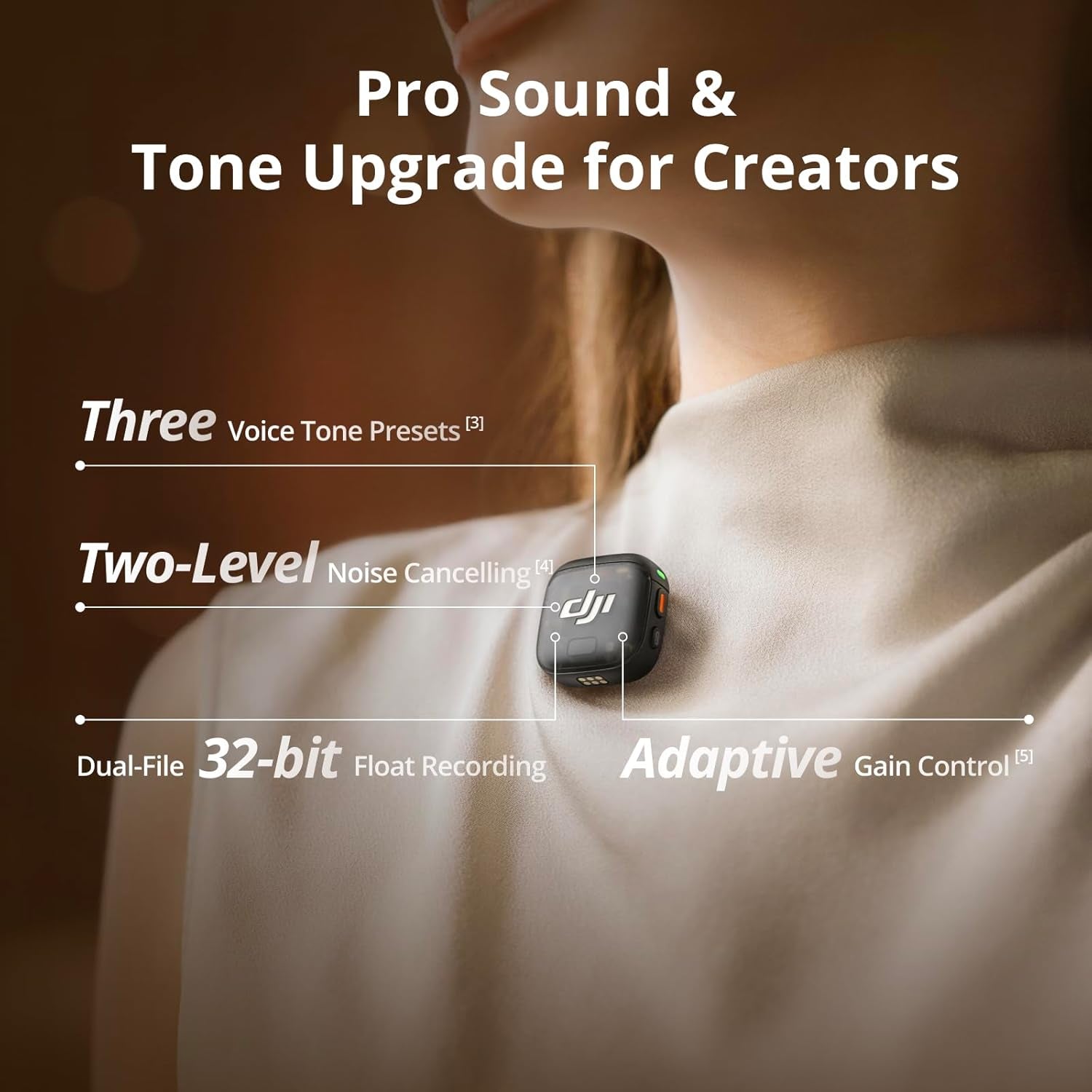 Mic 3 (1 TX + 1 RX), Wireless Lavalier Mic for Iphone/Camera/Android, Ultralight, Extended Operating Time & Fast Charging, 1312Ft (400M) Transmission, Noise Cancelling, Vlog, Streaming