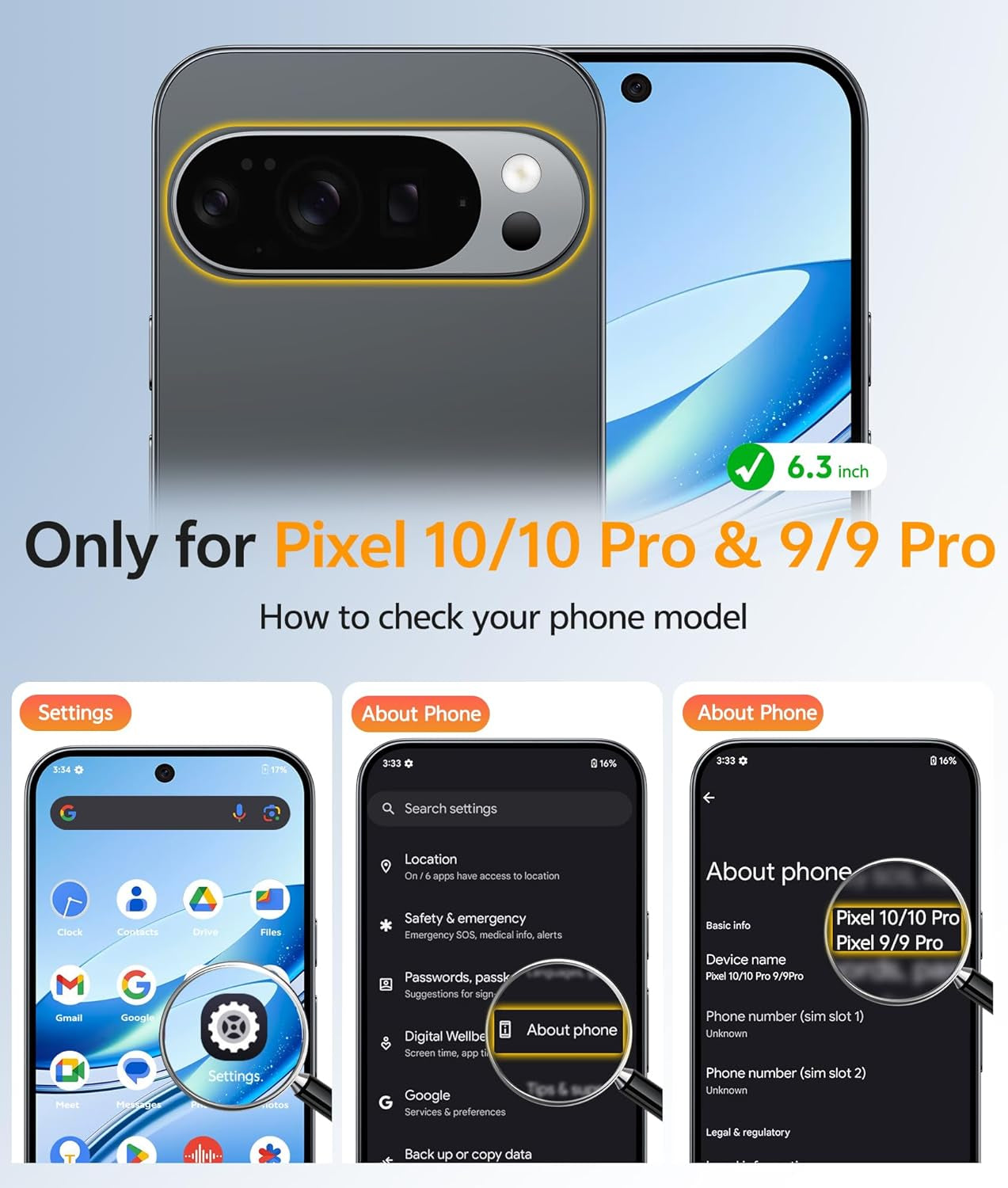 Funda para Google Pixel 10 y 10 Pro: Funda para Pixel 9 y 9 Pro | Funda magnética mate, resistente, translúcida y a prueba de golpes - Protección militar, resistente y delgada (6.3 pulgadas/Negro)