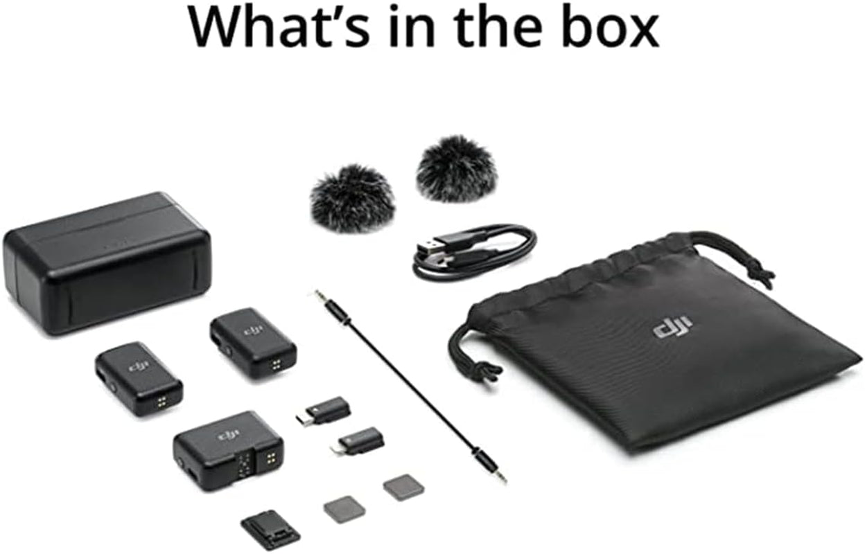 Mic (2 TX + 1 RX + Charging Case) Wireless Lavalier Microphone, 820 Ft. Range, 15-Hour Battery, Noise Cancellation for PC, Iphone, Andriod, Record Interview, Vlogs + Turnstile Lavalier Microphones