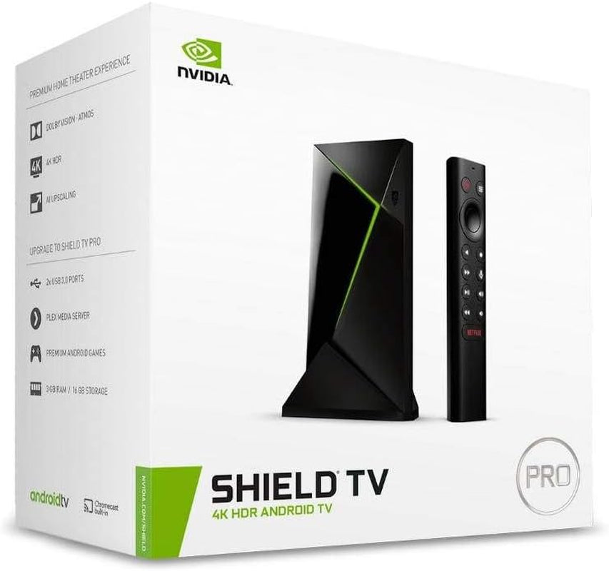 Shield Android TV Pro | 4K HDR Streaming Media Player High Performance, Dolby Vision, 3GB RAM, 2X USB, Works with Alexa, Model:945-12897-2500-101