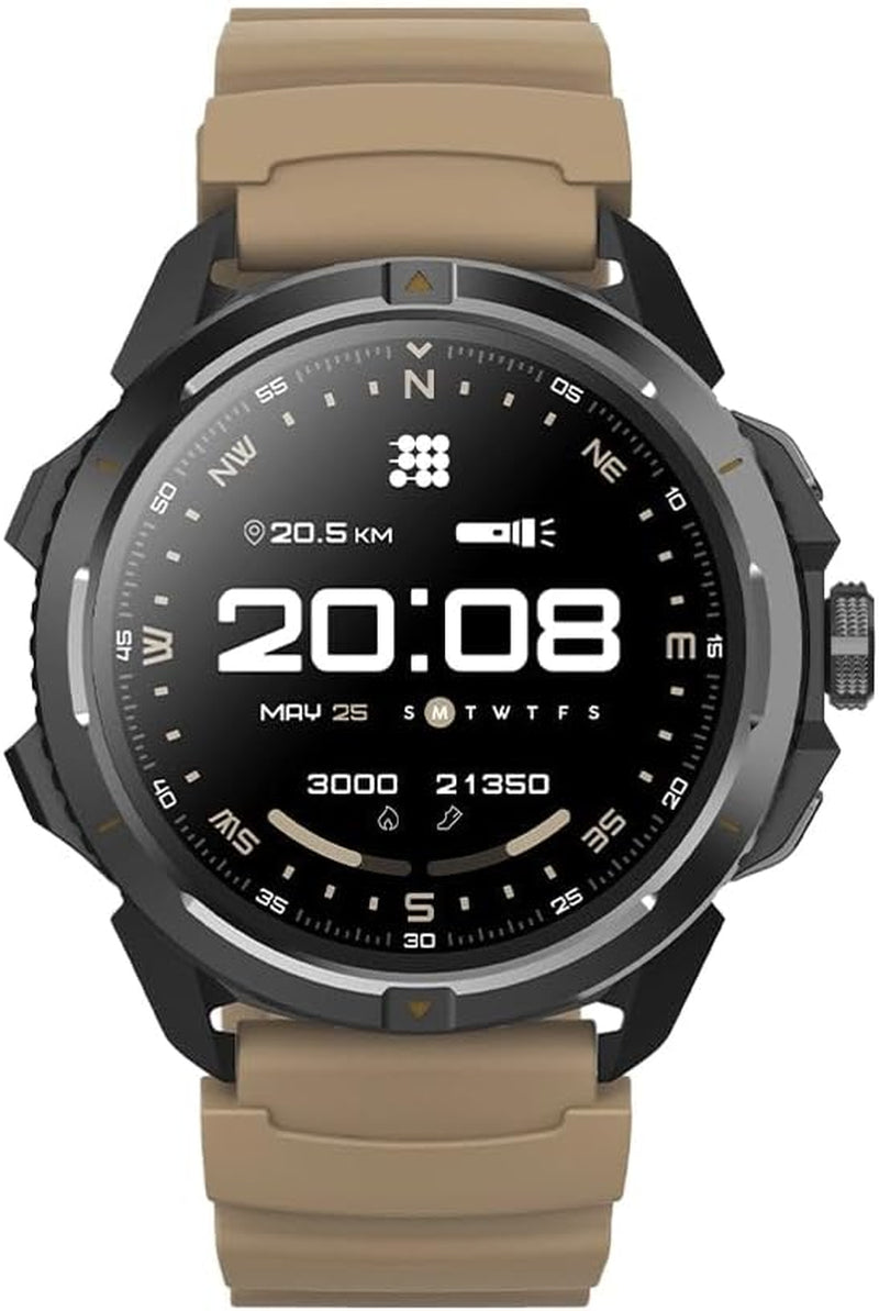 Terra Rugged Smartwatch with Dual-Band GPS, 1.48” AMOLED Display, Offline Maps, VITA AI, AI Coach, Readiness Score, 5ATM, 14-Day Battery – Desert Sand