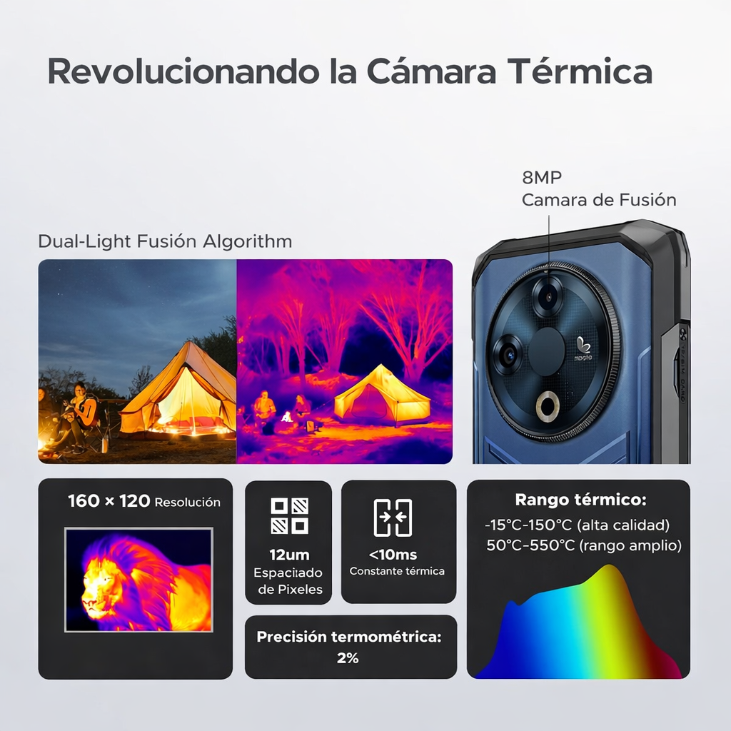 DOOGEE Fire 6 - Celular Indestructible con Cámara Térmica | 10400mAh y 16GB RAM
