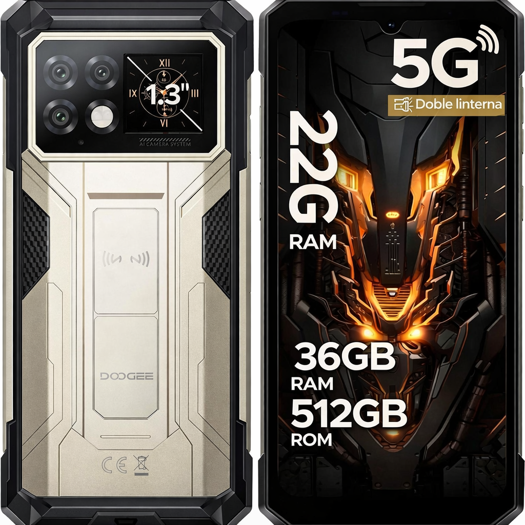 DOOGEE S200 Max 5G - Celular Indestructible 22000mAh con Pantalla Trasera | 36GB+512GB