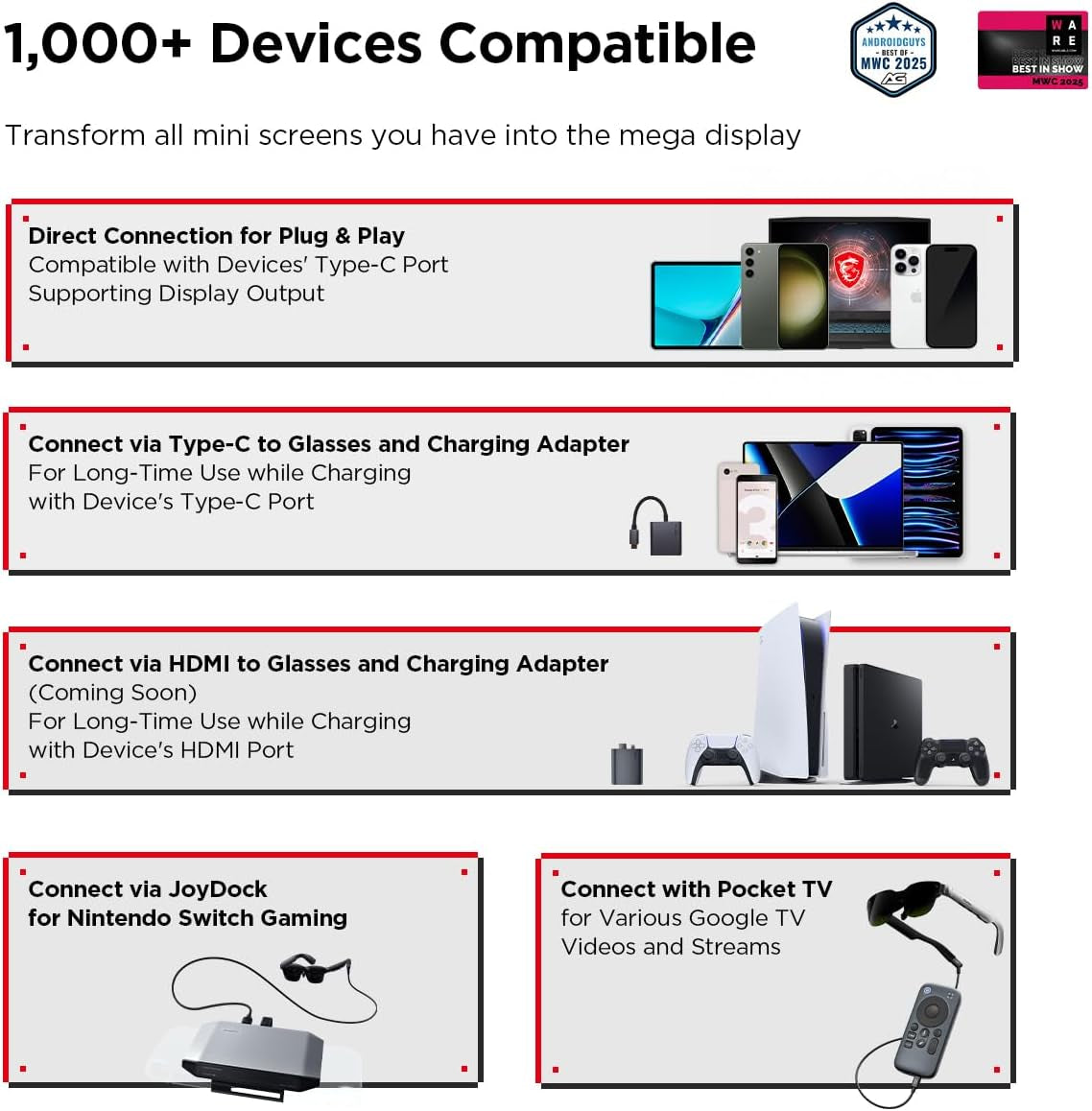 Air 3S AR/XR Glasses, 201" 120Hz FHD Hueview Display, Portable AR Video Eyewear Gaming Glasses for Iphone 16/15, Android, Mac, Switch, PS5, Steam Deck - Next-Gen Wearable Theater