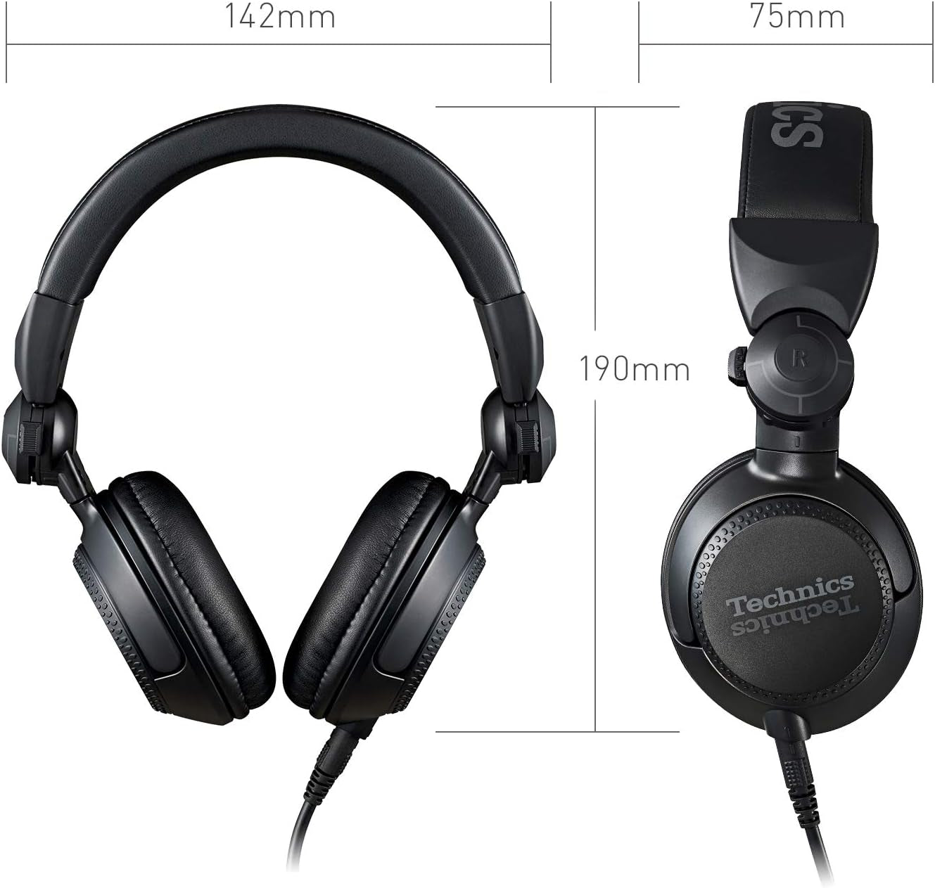 Professional DJ Headphones with 40Mm CCAW Voice Coil Drivers, 270° Swivel Housing and Locking Detachable Cord; Lightweight, Foldable High Input - EAH-DJ1200 (Black)