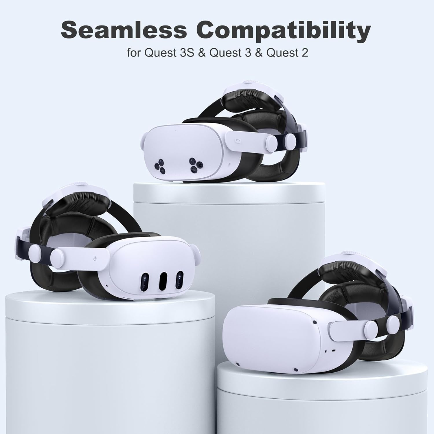 Comfort Head Strap for Meta Quest 3S/Quest 3/Quest 2 Head Strap, Double Knobs Adjustable Elite Strap Replacement,Vr Headset Accessories Strap Enhanced Support&Comfort&Reduce Pressure