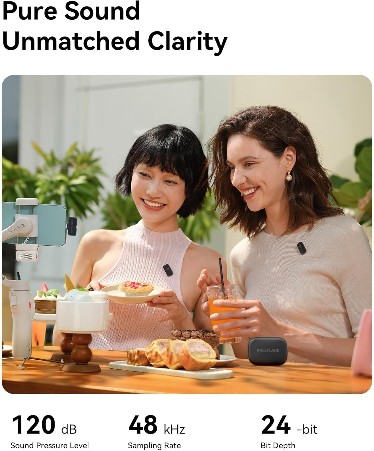 Lark A1 Wireless Microphone for Iphone 17/16/15 & Android, 48Khz/24-Bit, 3-Level Intelligent Noise Cancel, Magnetic Mini Mic for Youtube, Podcast, Vlogging (Black, 2TX + USB-C RX)