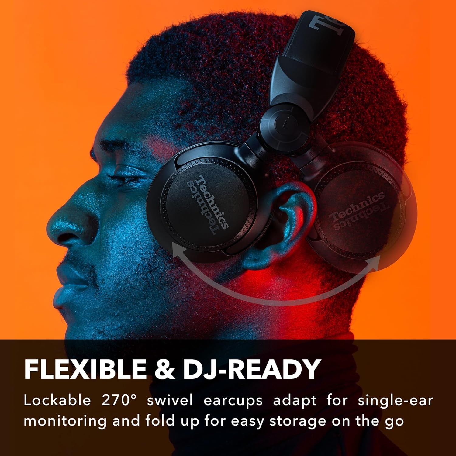 Professional DJ Headphones with 40Mm CCAW Voice Coil Drivers, 270° Swivel Housing and Locking Detachable Cord; Lightweight, Foldable High Input - EAH-DJ1200 (Black)