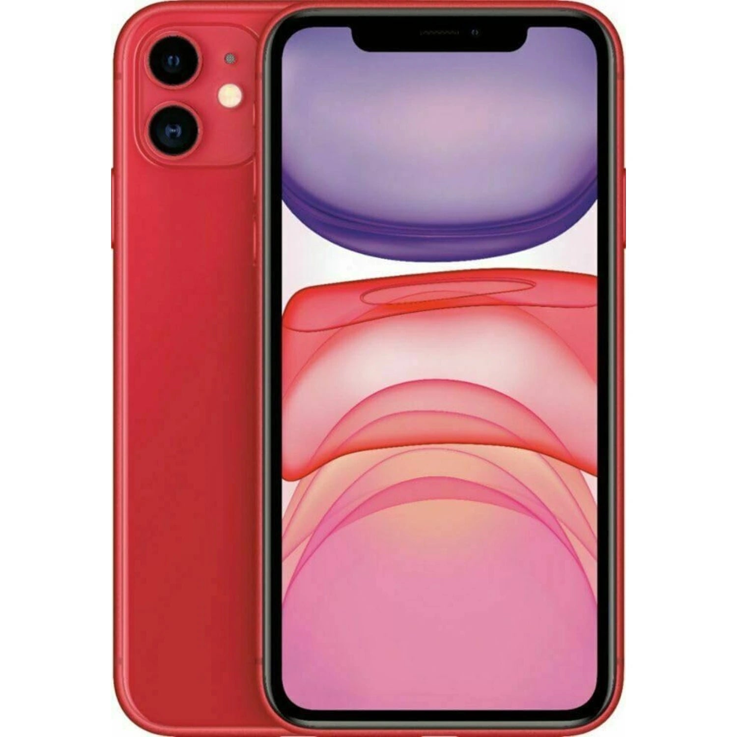 iPhone 11 Reacondicionado color rojo vista frontal y camara trasera