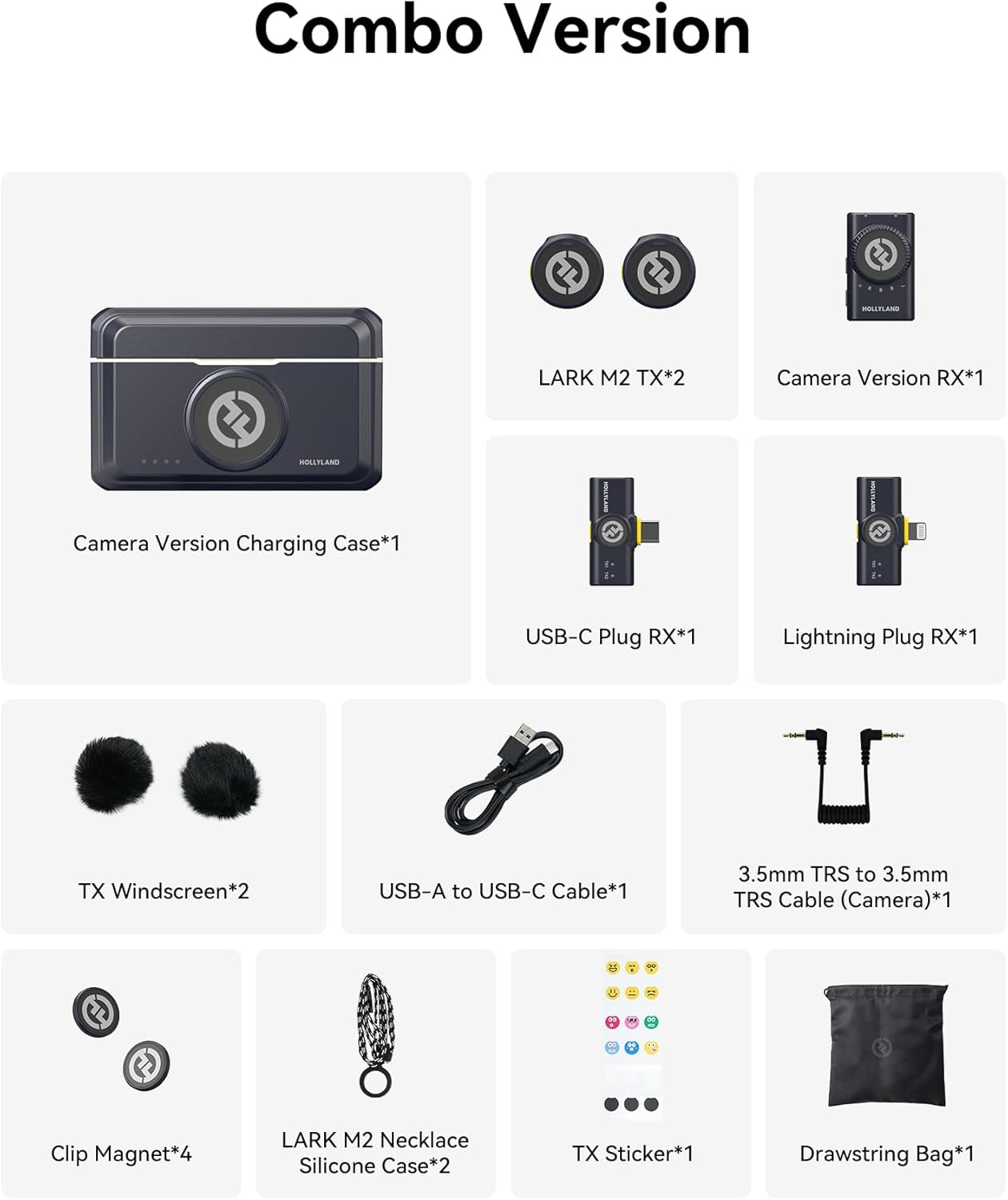 Lark M2 Wireless Microphone for Iphone/Camera/Android/Pc, 48Khz/24-Bit High Fidelity Audio, 300M Range, Noise Cancelling, 40H Use, Youtube, Vlog, Streaming (2TX + 3RX + Charging Case)