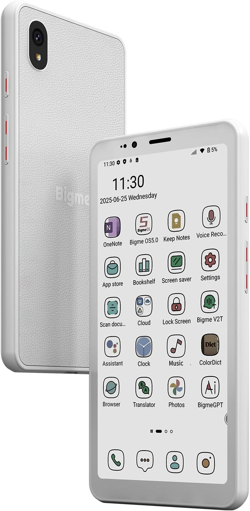 Hibreaks Color Epaper Smart Phone,3300Mah Battery, 8-Core Processor, 6GB+128GB, 5.84 Inch Mobile Phone, Dual Camera, White