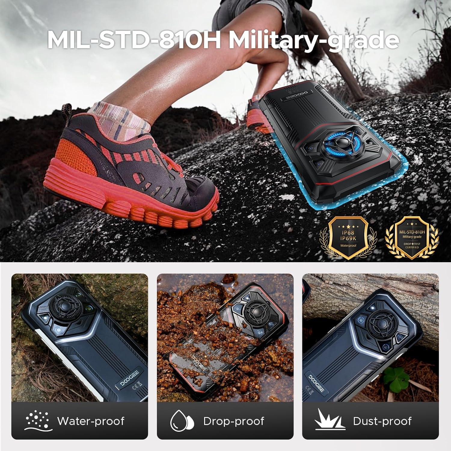 Blade 20 Play 5G Rugged Phone,Dimensity 7050 Octa Core,32Gb+256Gb,Android 15 10300Mah Rugged Smartphone with 125Db Speakers,6.6" HD + LED Light Effect,50Mp+20Mp+16Mp,Face ID/NFC/WIFI6/OTG