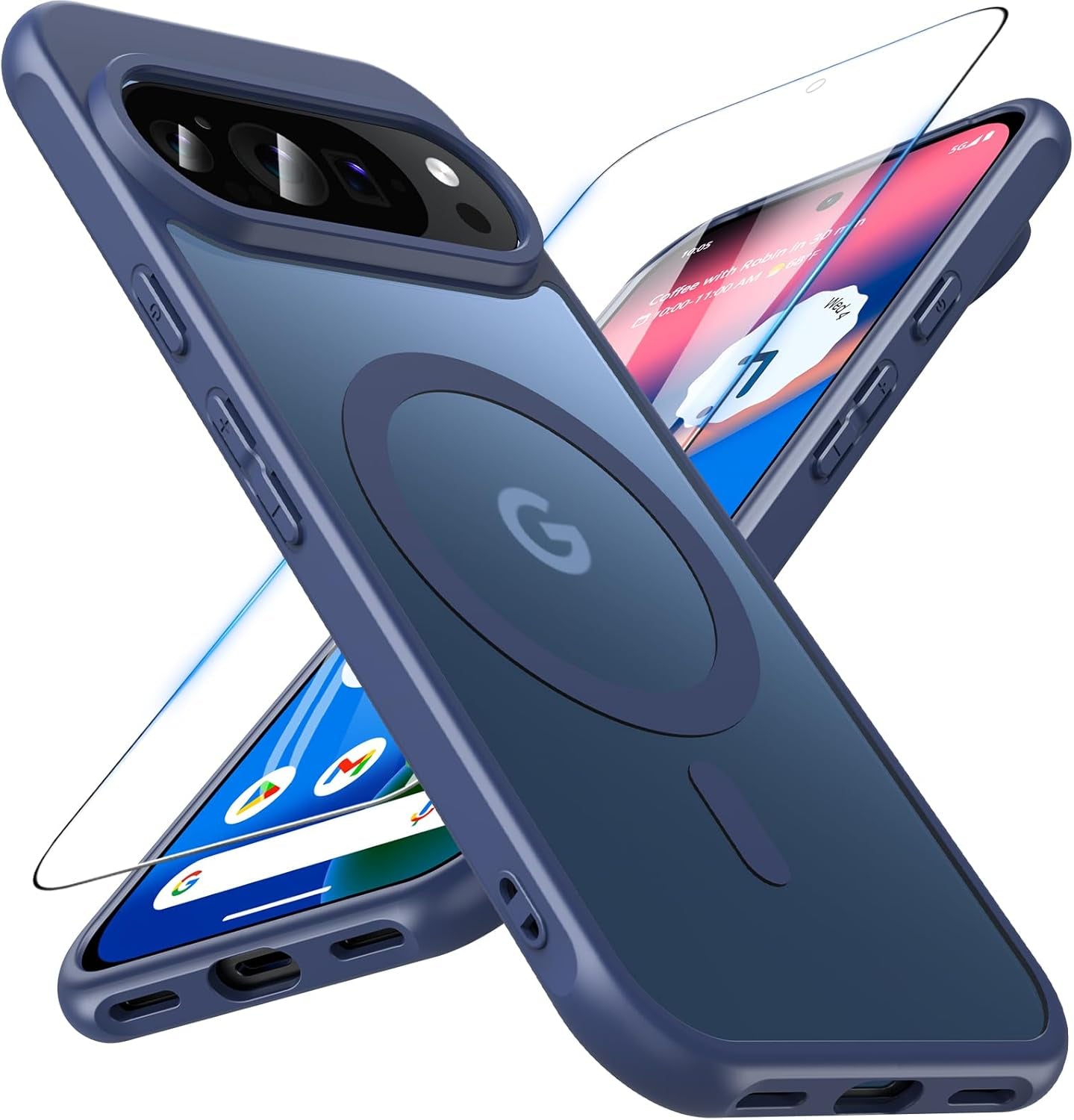 Funda para Google Pixel 10/10 Pro compatible con Magsafe con vidrio templado, [A prueba de golpes, militar], magnética, translúcida, delgada, protectora para Pixel 10/Pixel 10 Pro, verde