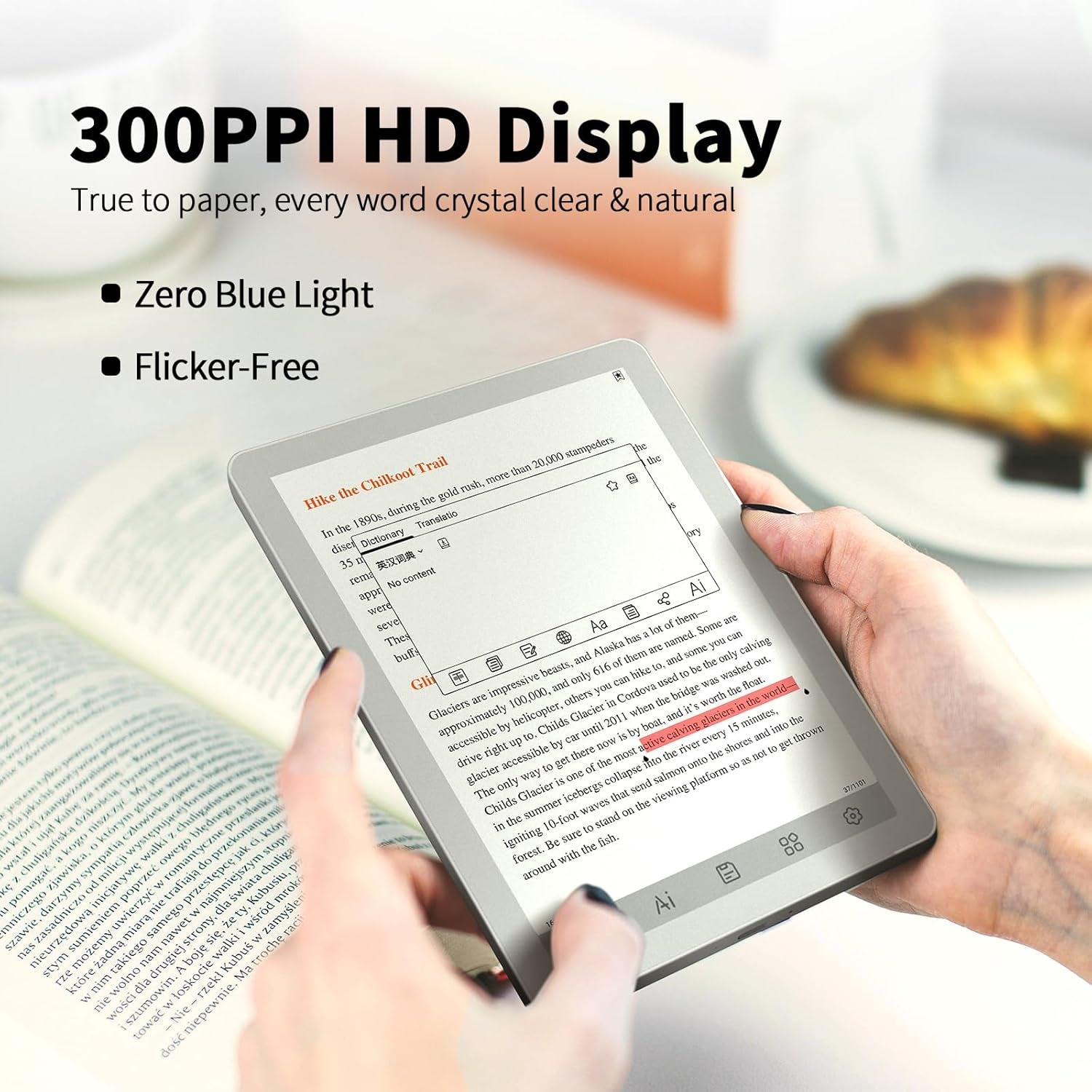 B6 Color E-Reader, Colour Ebook Readers 6 Inch E-Ink Ereaders Digital Epaper Tablet with Android 14, 4GB+64GB, Adjustable Front Light Ereader Device with Audiobook Translator Voice Recorder