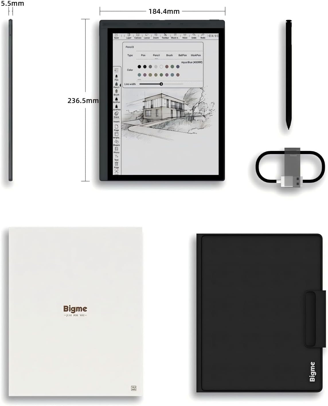 B1051C Eink Tablet with Keyboard and Stylus, Read and Write Notepad