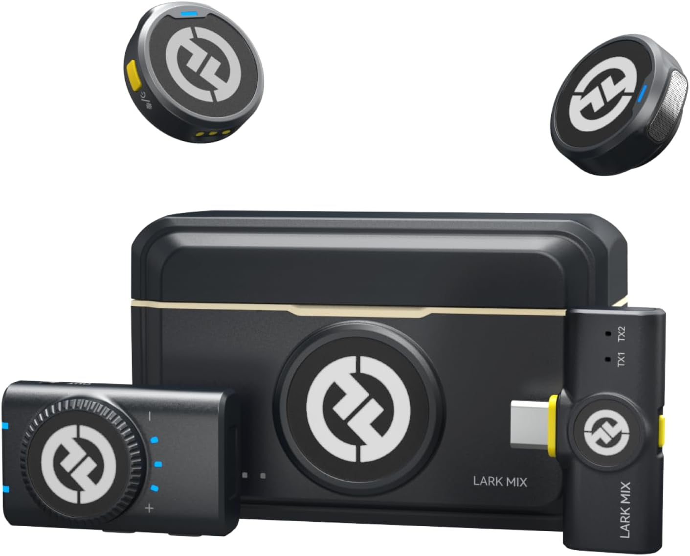 Lark M2 Wireless Microphone for Iphone/Camera/Android/Pc, 48Khz/24-Bit High Fidelity Audio, 300M Range, Noise Cancelling, 40H Use, Youtube, Vlog, Streaming (2TX + 3RX + Charging Case)