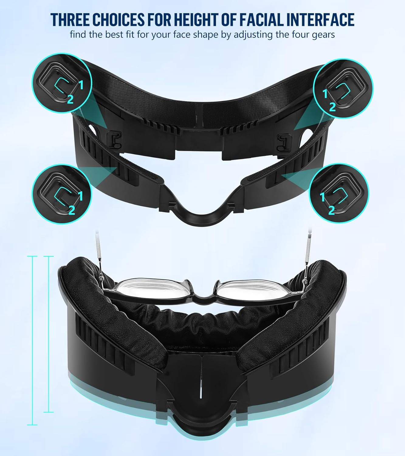 Facial Interface & Face Pad Cushion Compatible with Meta/Oculus Quest 3 Accessories, Replacement PU Leather Foam Cushion, Anti-Sweat, Anti-Leakage Silicone Face Cover, Not Fit Quest 3S