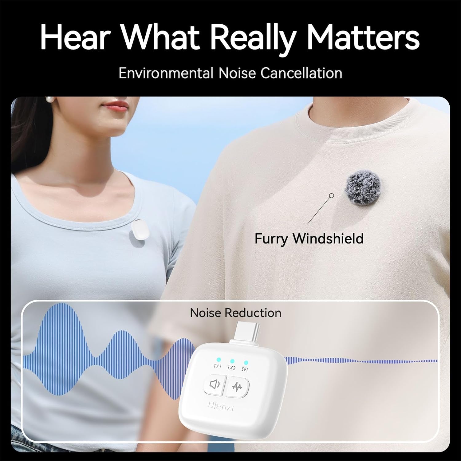 A30 Tiny Mic Magnetic (White), Wireless Lavalier Microphone Mini Size, Noise Cancellation, 164 Ft Range, 20H Battery Life, Lapel Microphone for Video Recording, DSLR, Iphones, Android, PC