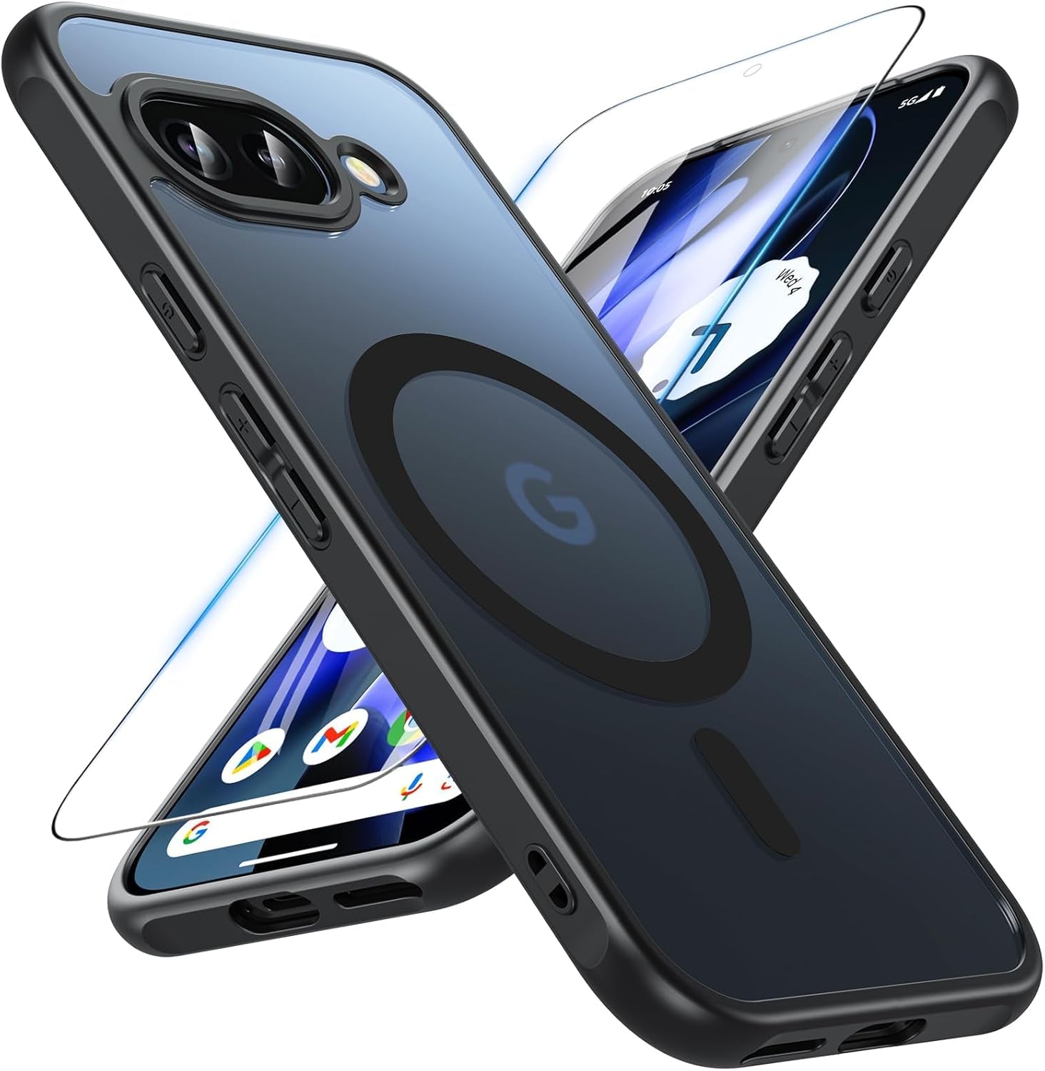 Funda para Google Pixel 10/10 Pro compatible con Magsafe con vidrio templado, [A prueba de golpes, militar], magnética, translúcida, delgada, protectora para Pixel 10/Pixel 10 Pro, verde