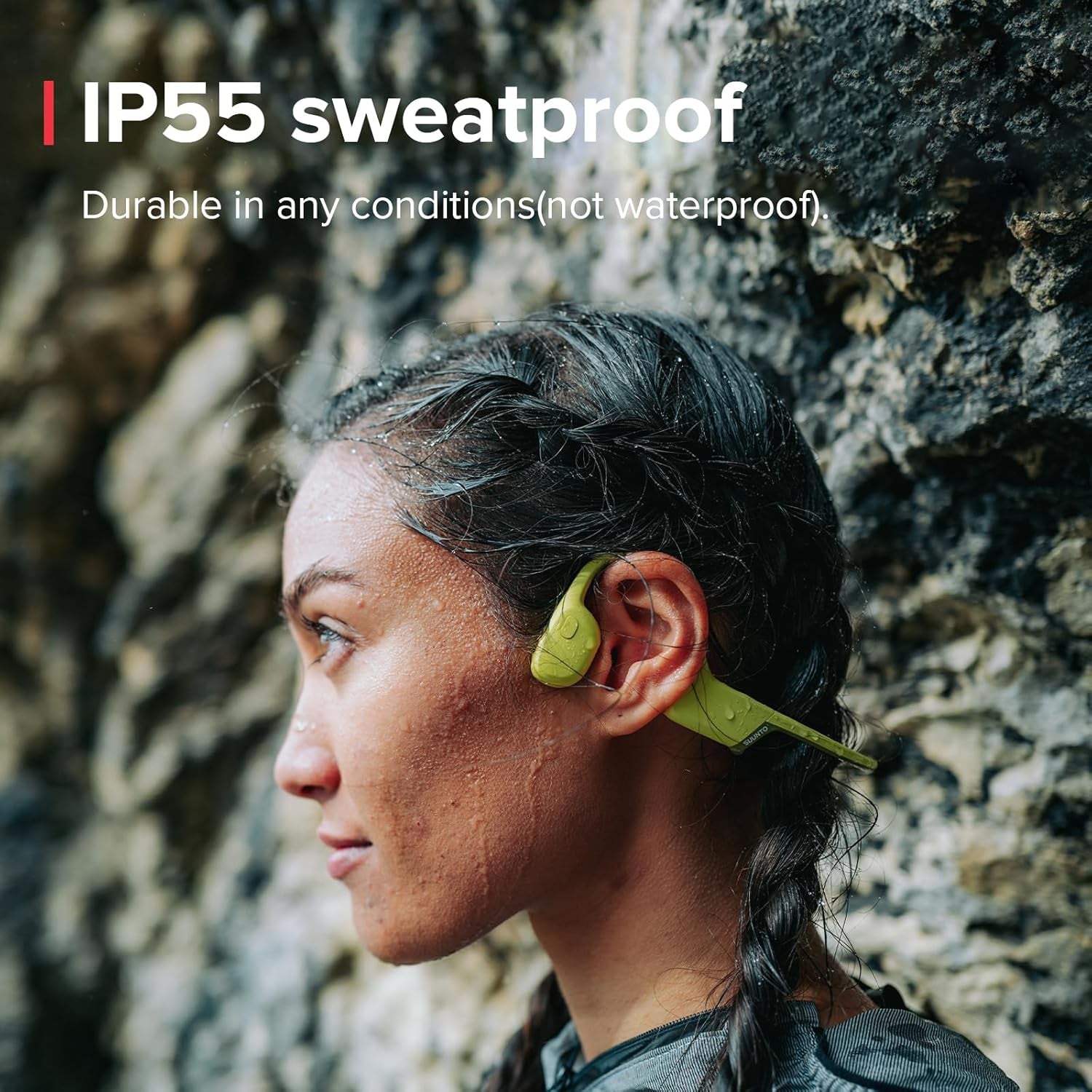 Sonic Open-Ear Bone Conduction Sports Headphone, Bluetooth Wireless Headset W/Enhanced Bass & Multipoint Connection, 10H Playtime W/Fast Charging, Built-In Dual Mics, Waterproof & Lightweight