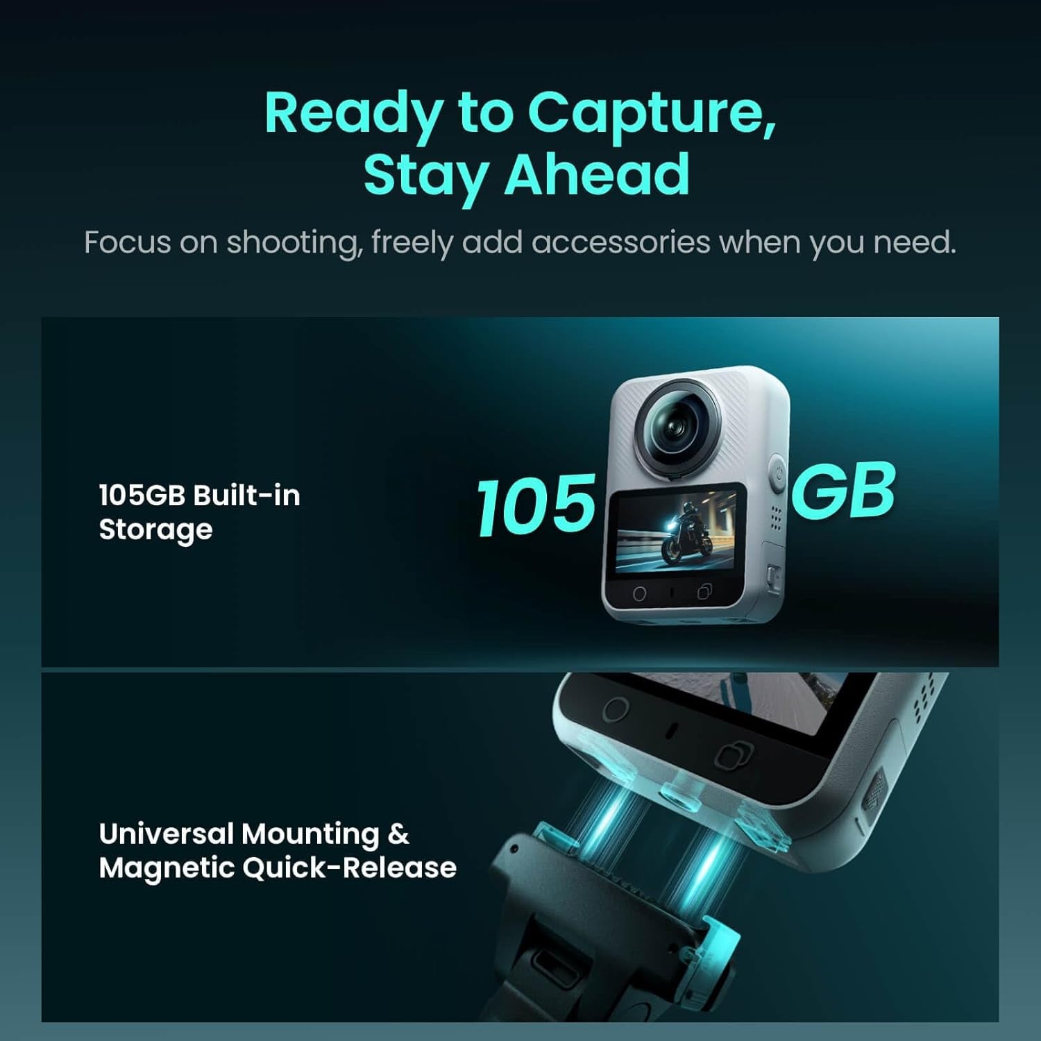 Xtra Sphra360 360 Camera, 8K Panoramic Video, 1-Inch Sensor Equivalent, 100MP High Resolution, Waterproof Action Camera, 105GB Built-In Storage, Bullet Time, Broad Compatibility, Vlog