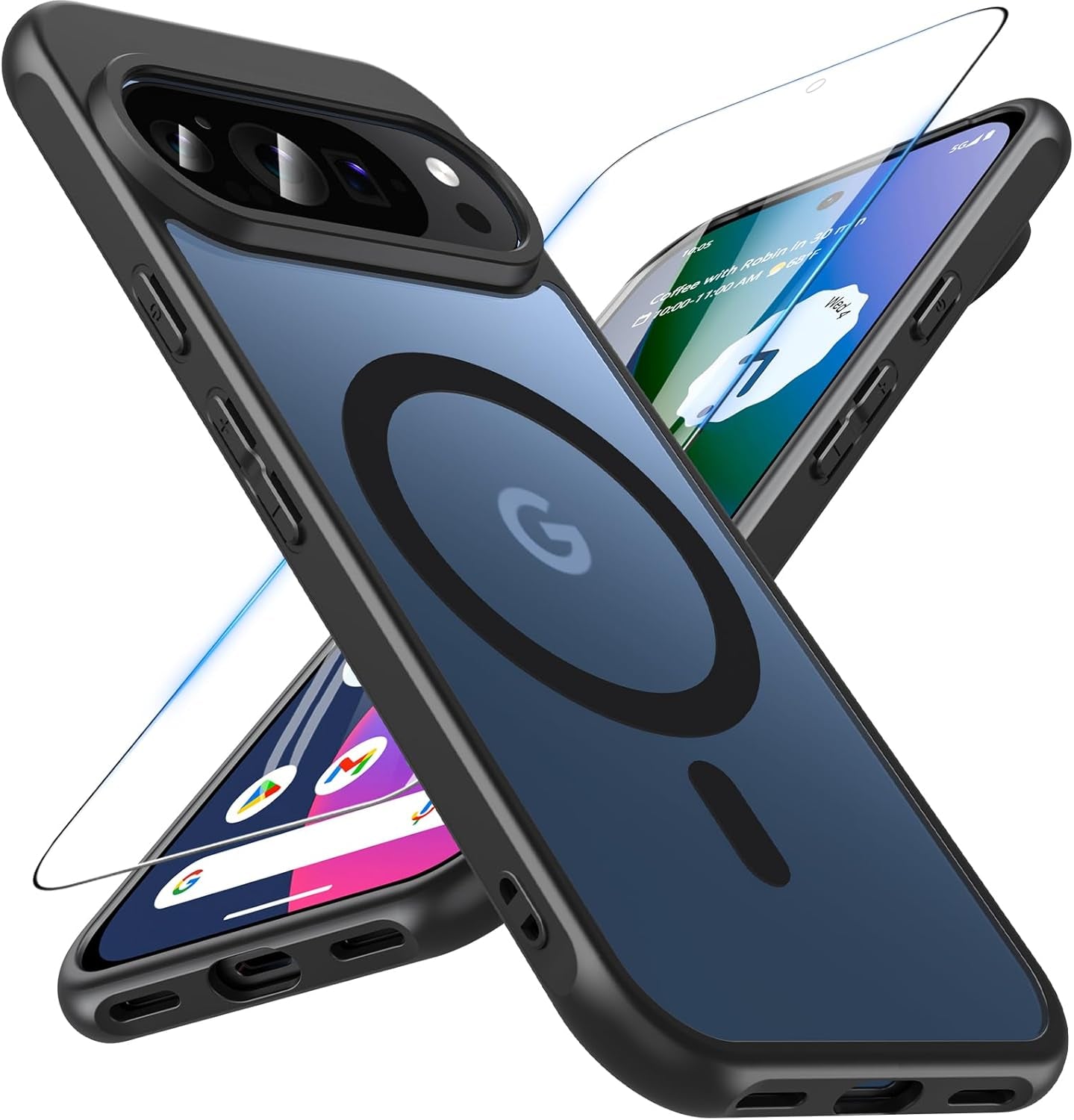 Funda para Google Pixel 10/10 Pro compatible con Magsafe con vidrio templado, [A prueba de golpes, militar], magnética, translúcida, delgada, protectora para Pixel 10/Pixel 10 Pro, verde