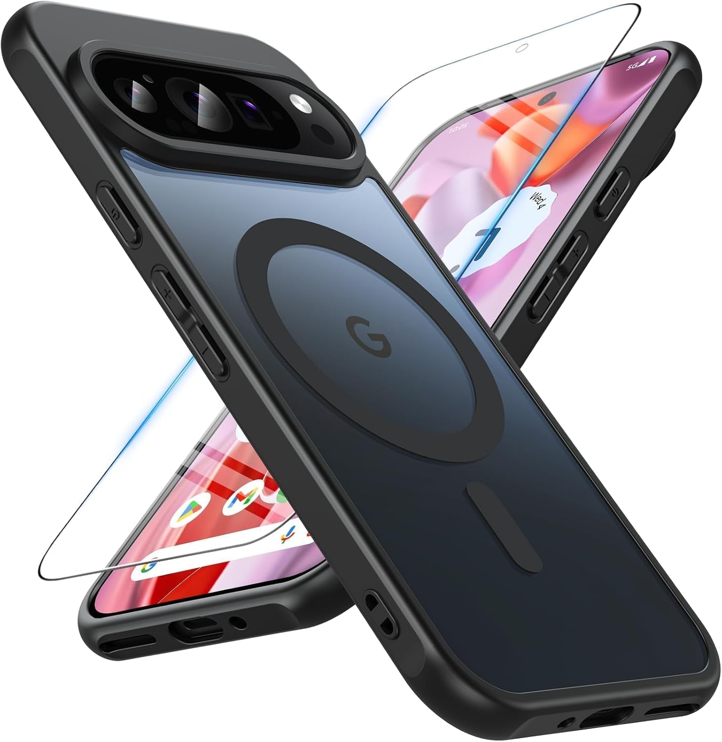 Funda para Google Pixel 10/10 Pro compatible con Magsafe con vidrio templado, [A prueba de golpes, militar], magnética, translúcida, delgada, protectora para Pixel 10/Pixel 10 Pro, verde