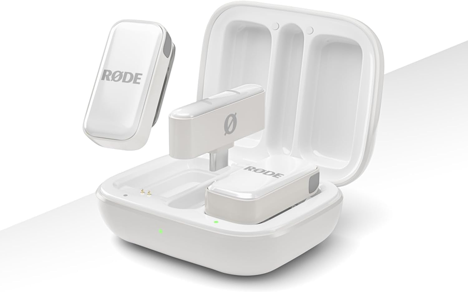 Wireless Micro - Compact Wireless Microphone, Two Mics with Charge Case for Smartphone Content Creation - USB-C, White