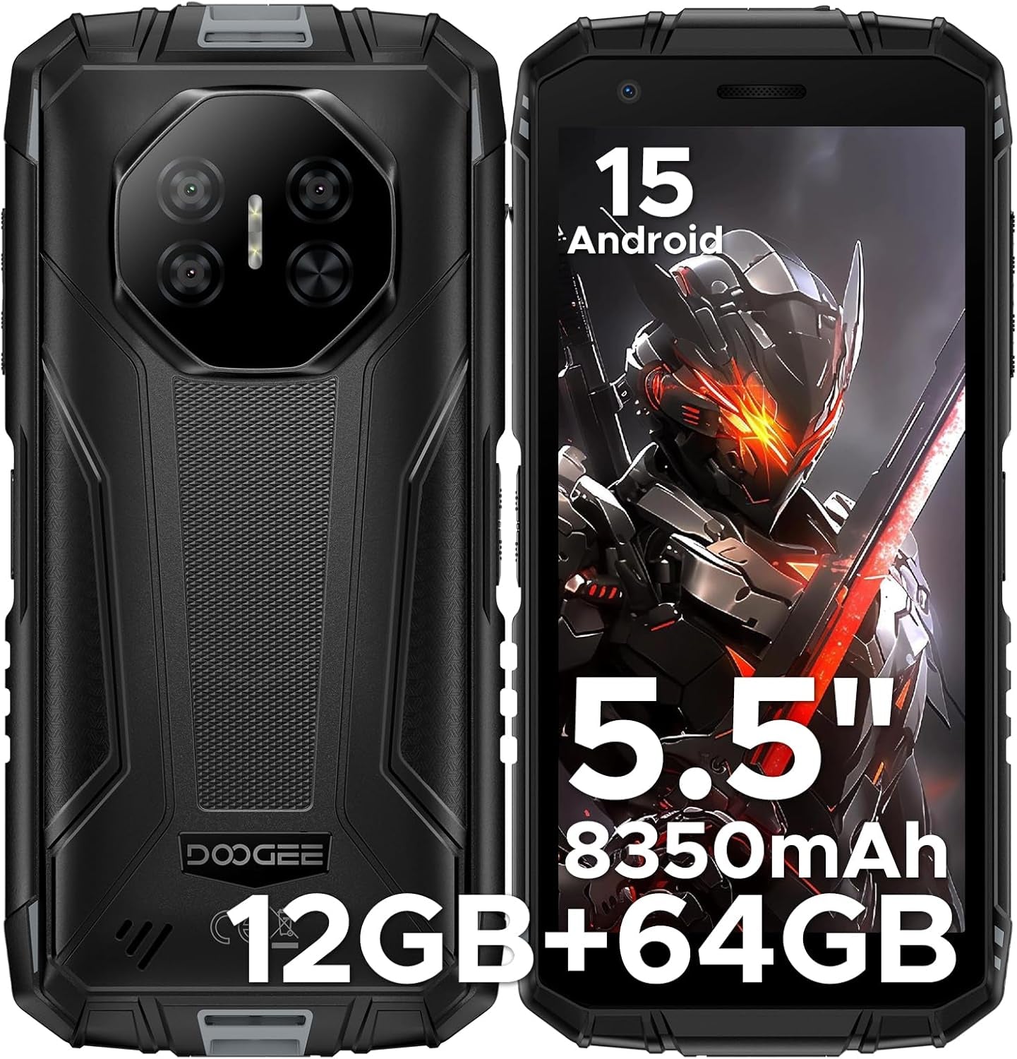 Fire 3 Android 15 Rugged Phone Unlocked,8350Mah Battery,12Gb+64Gb/2Tb,Octa Core Rugged Smartphone,5.5" IPS HD+ Display,13Mp+8Mp,Ip68 Waterproof Cell Phone,Face Unlock,Nfc/T-Mobile