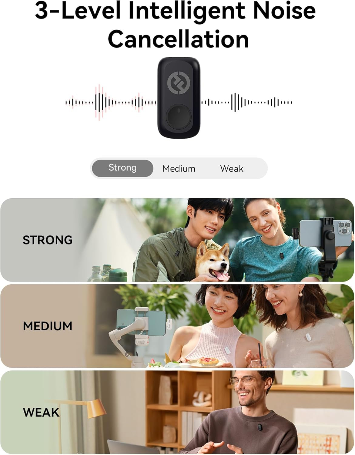 Lark A1 Wireless Microphone for Iphone 17/16/15 & Android, 48Khz/24-Bit, 3-Level Intelligent Noise Cancel, Magnetic Mini Mic for Youtube, Podcast, Vlogging (Black, 2TX + USB-C RX)