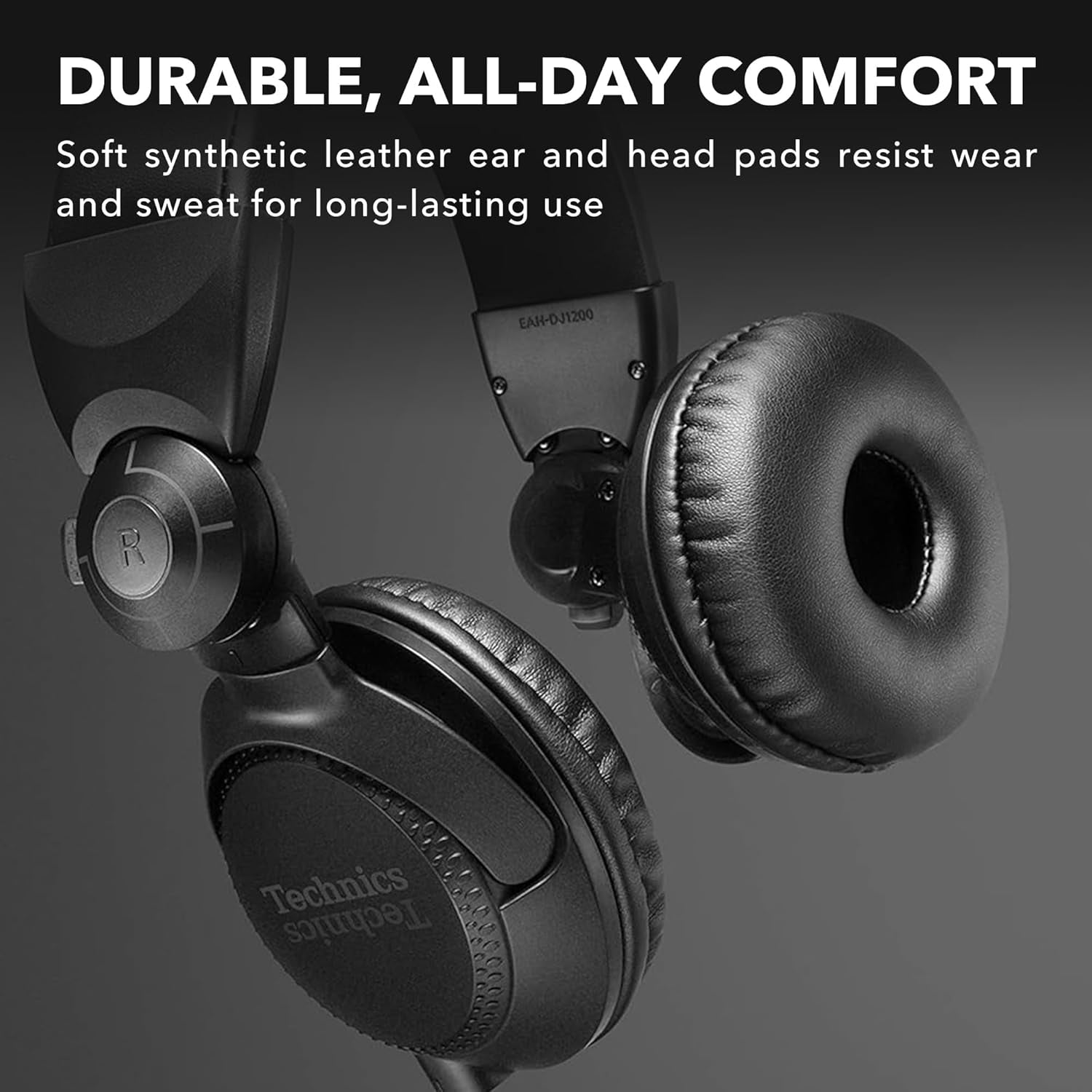 Professional DJ Headphones with 40Mm CCAW Voice Coil Drivers, 270° Swivel Housing and Locking Detachable Cord; Lightweight, Foldable High Input - EAH-DJ1200 (Black)
