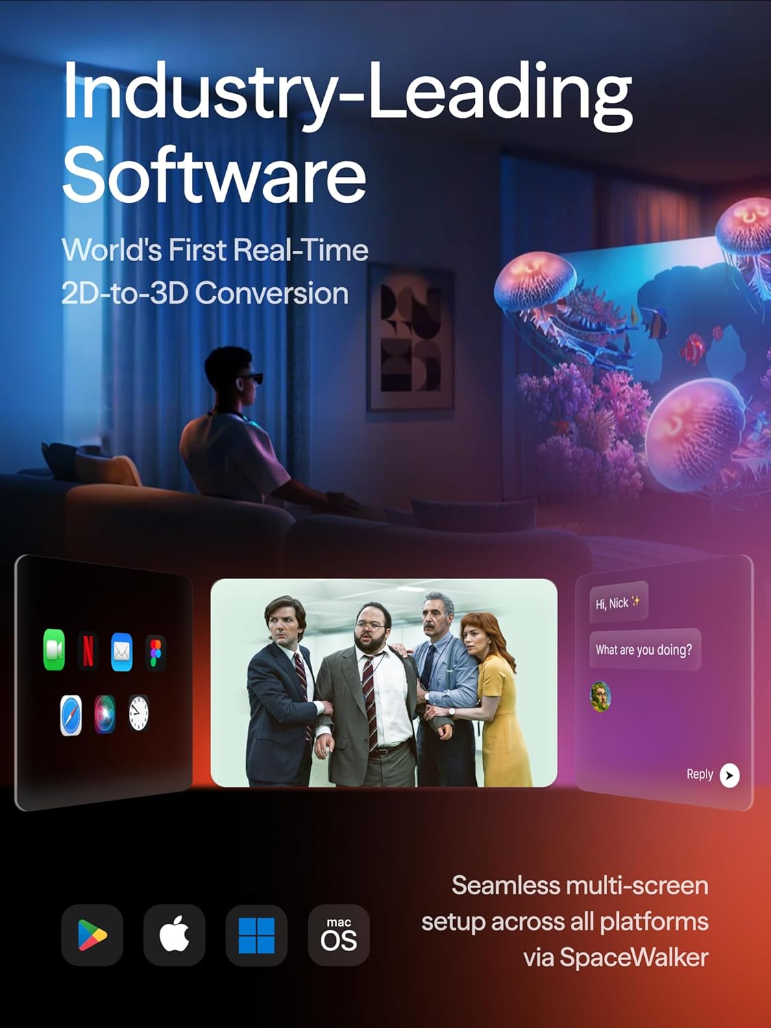 VITURE Lentes XR Luma – Pantalla Virtual 146" 1200P con Ajuste de Miopía (-6.0D) y Diseño Translúcido