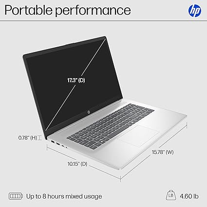 HP Portátil 17-cn3399nr Intel Core i5-1334U 16 GB de RAM/SSD de 512 GB