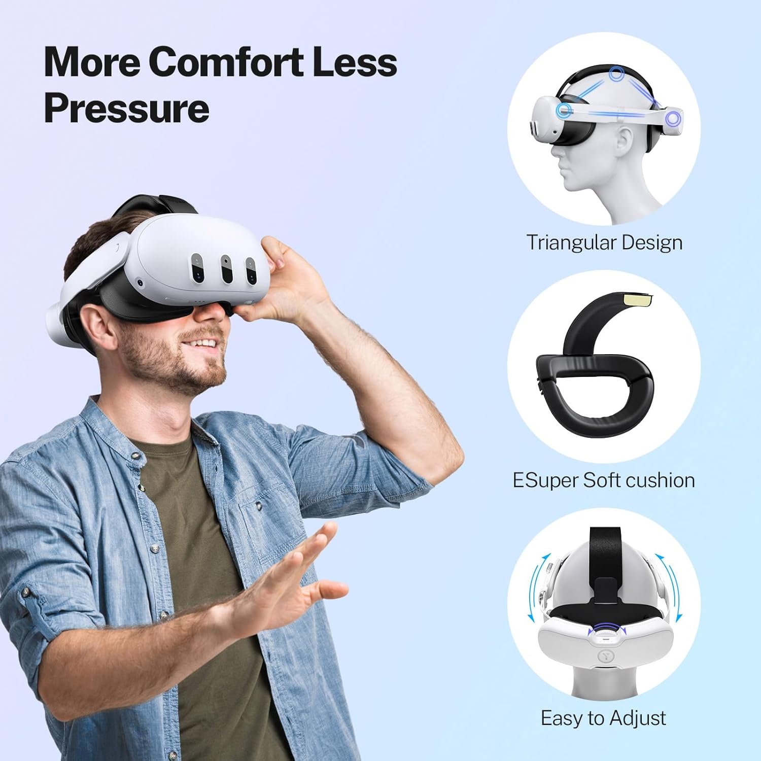 Correa para la cabeza con batería de 10000 mAh compatible con Meta Quest 3S y Quest 3