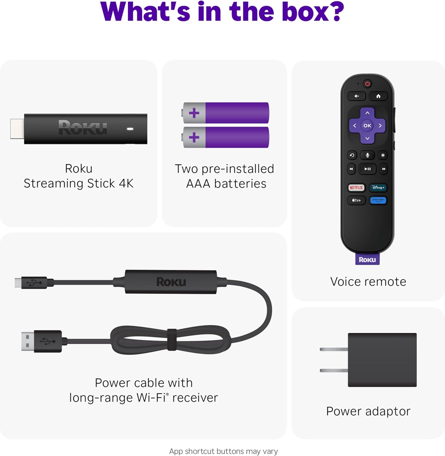 Roku Streaming Stick 4K - Dispositivo de transmisión HDR y Dolby Vision Roku para TV con control remoto por voz y Wi-Fi de largo alcance - TV gratis y en vivo