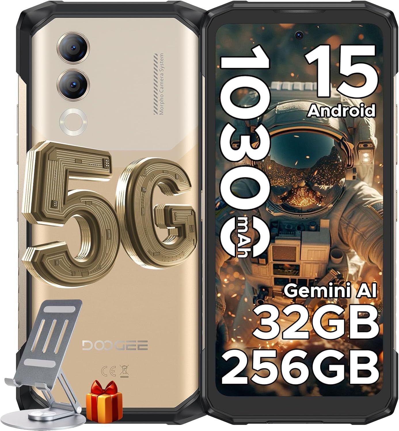 Blade 20 Turbo AI 5G Rugged Phone Unlocked,10300Mah/33W,Android 15 Rugged Smartphone,32Gb+256Gb/Tf 2Tb,Dimensity 7050,6.6”HD + 90Hz,50Mp+16Mp,Face Id/Nfc/Wifi6/Ip68/Ip69K/3 Card Slot,Black