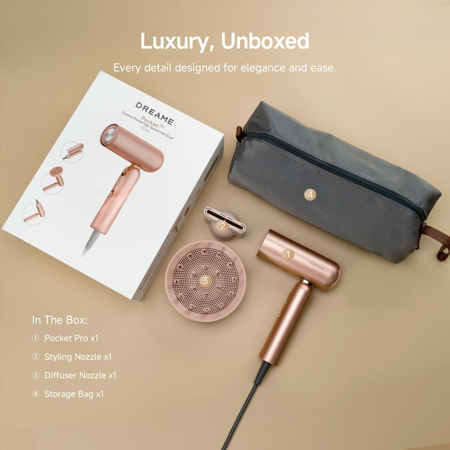 Pocket Pro Hair Dryer, Dual Voltage Travel Blow Dryer with Diffuser, 1300W Professional Highspeed Ionic Hair Blower, Fast Drying, Low Noise, Lightweight, No Heat Damage, Global Travel 120V/240V