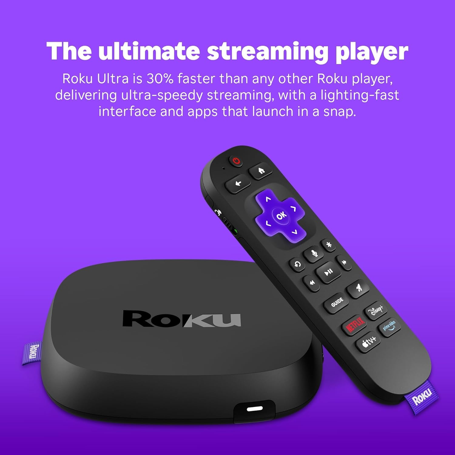 Ultra - Ultimate Streaming Player - 4K Streaming Device for TV with HDR10+, Dolby Vision & Atmos - Bluetooth & Wi-Fi 6- Rechargeable Voice Remote Pro with Backlit Buttons - Free & Live TV