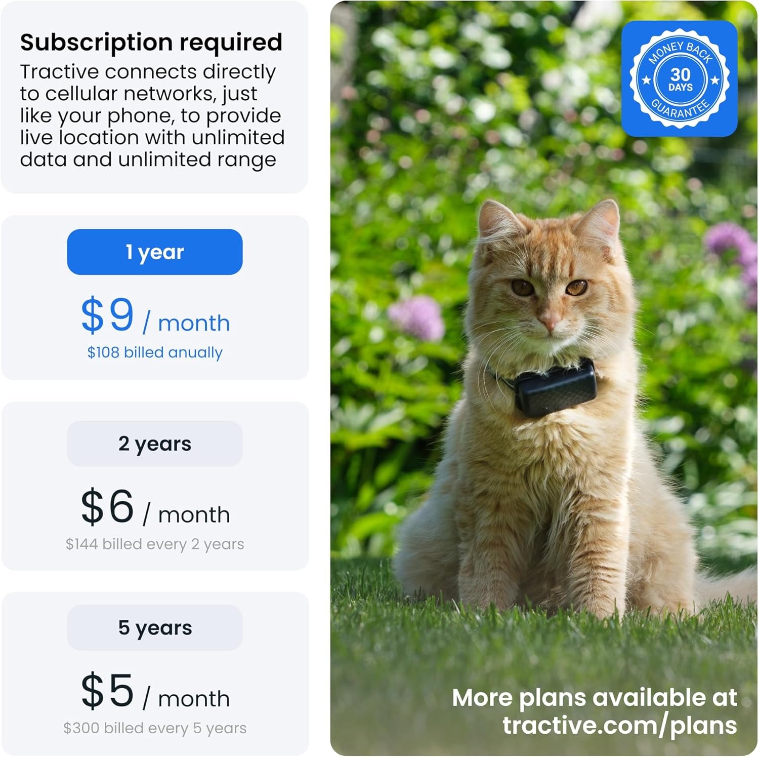 Smart Cat GPS Tracker | Real-Time Location & Wellness Monitoring for Cats 6.5 Lbs+ | Territory & Location History | up to 5-Day Battery | Breakaway Collar Included (Dark Blue)