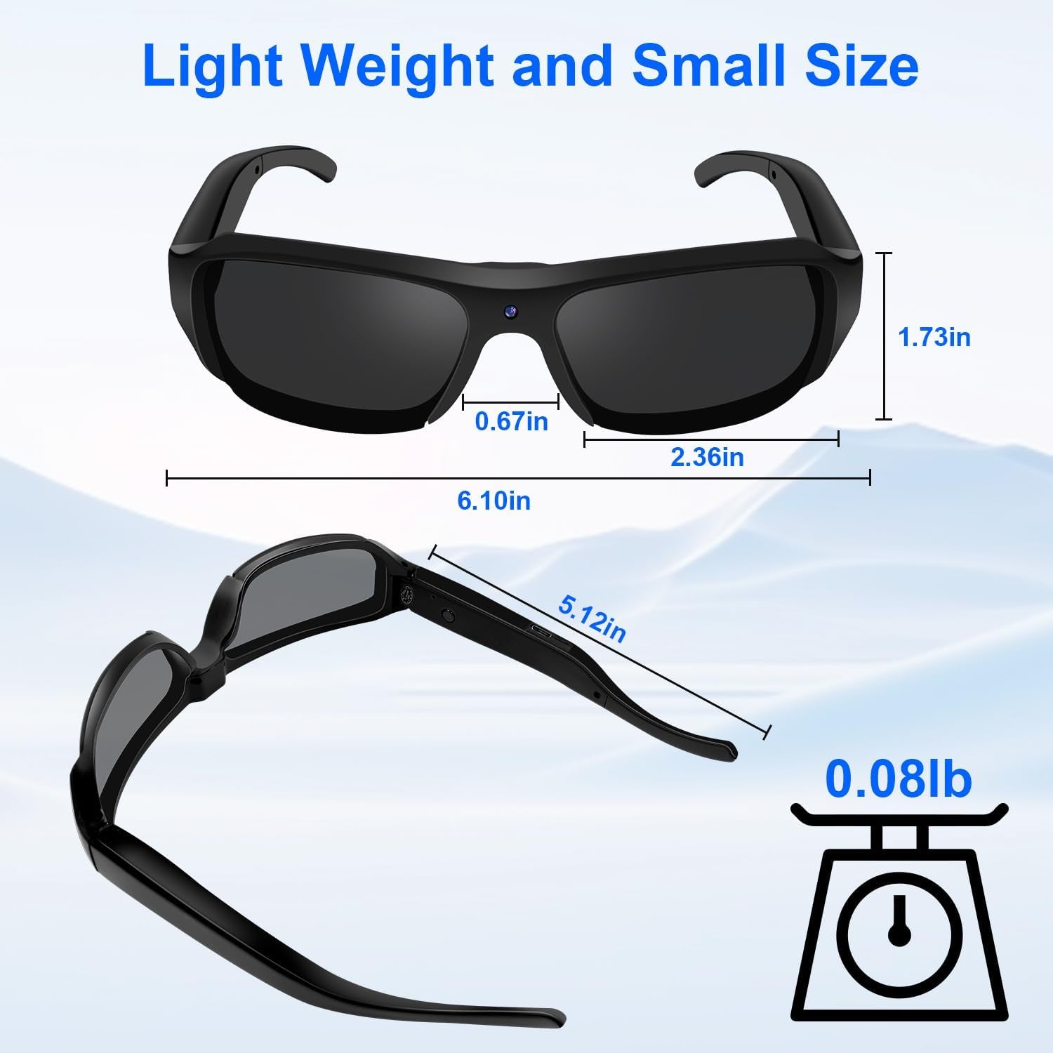 Lentes de sol con cámara, Lentes de acción deportiva, cámara de video 1080P