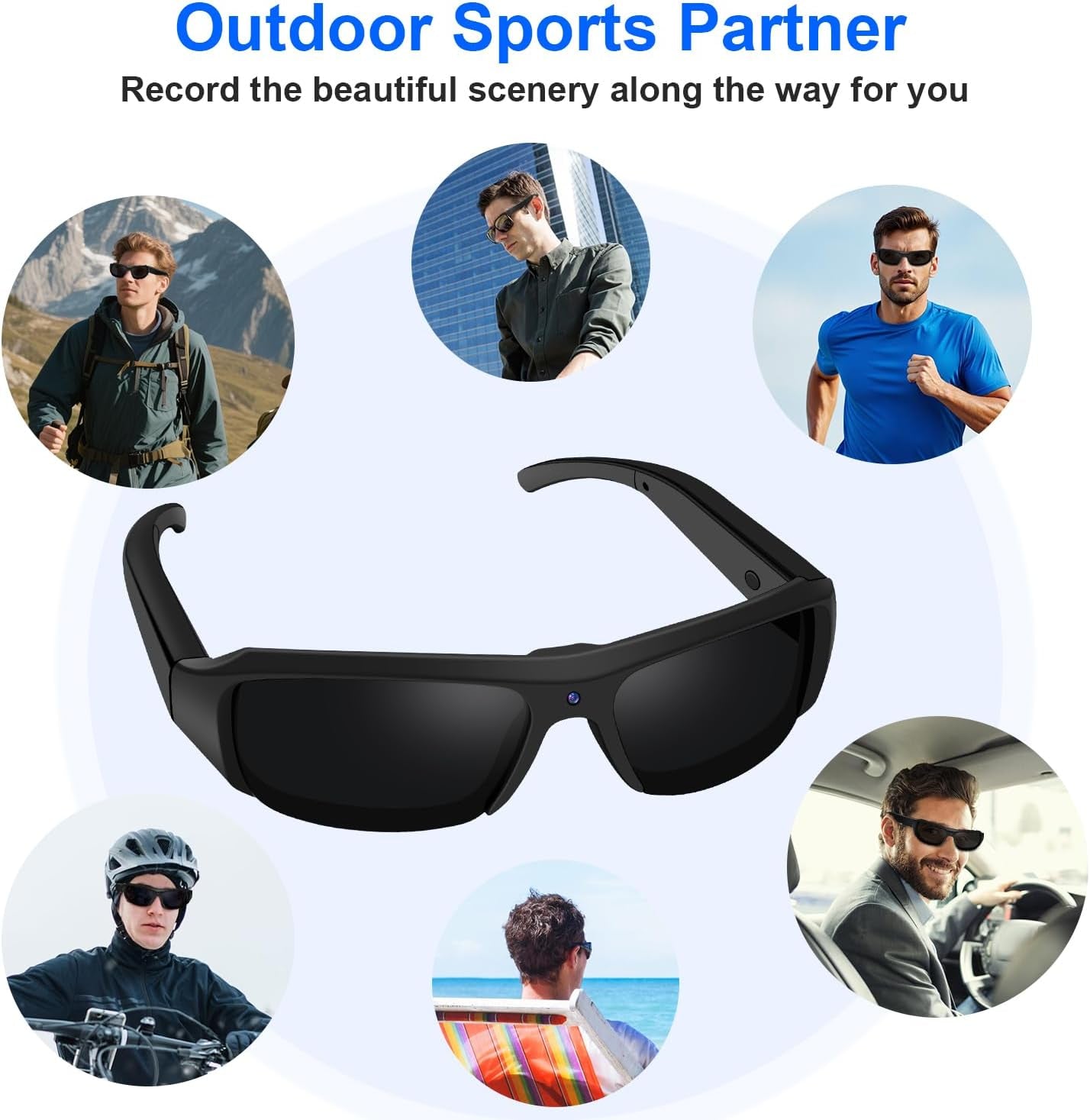 Lentes de sol con cámara, Lentes de acción deportiva, cámara de video 1080P