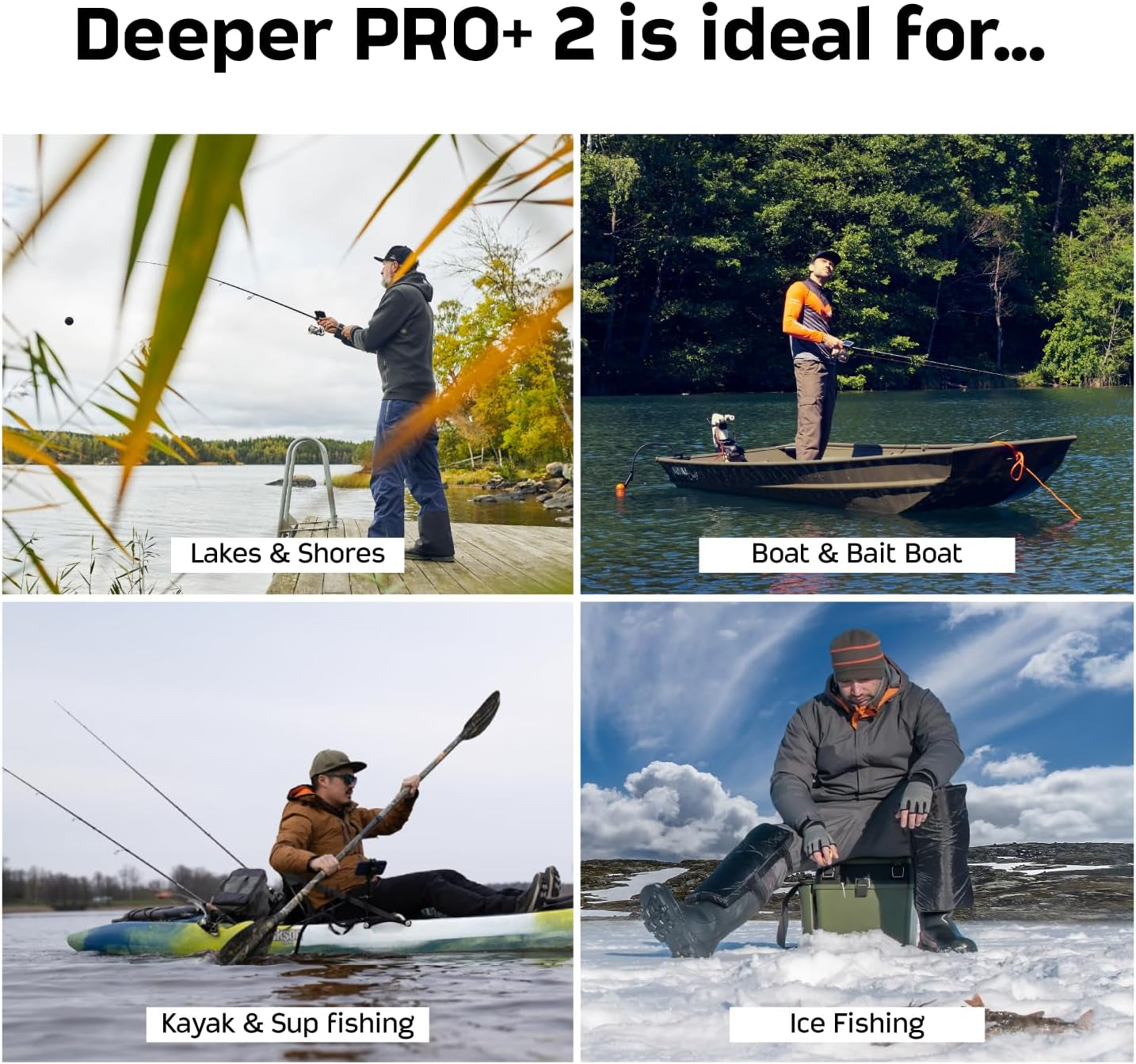 PRO+ 2 Sonar Fish Finder - Portable Fish Finder and Depth Finder for Kayaks, Boats and Ice Fishing with GPS Enabled | Castable  Fish Finder with FREE User Friendly App
