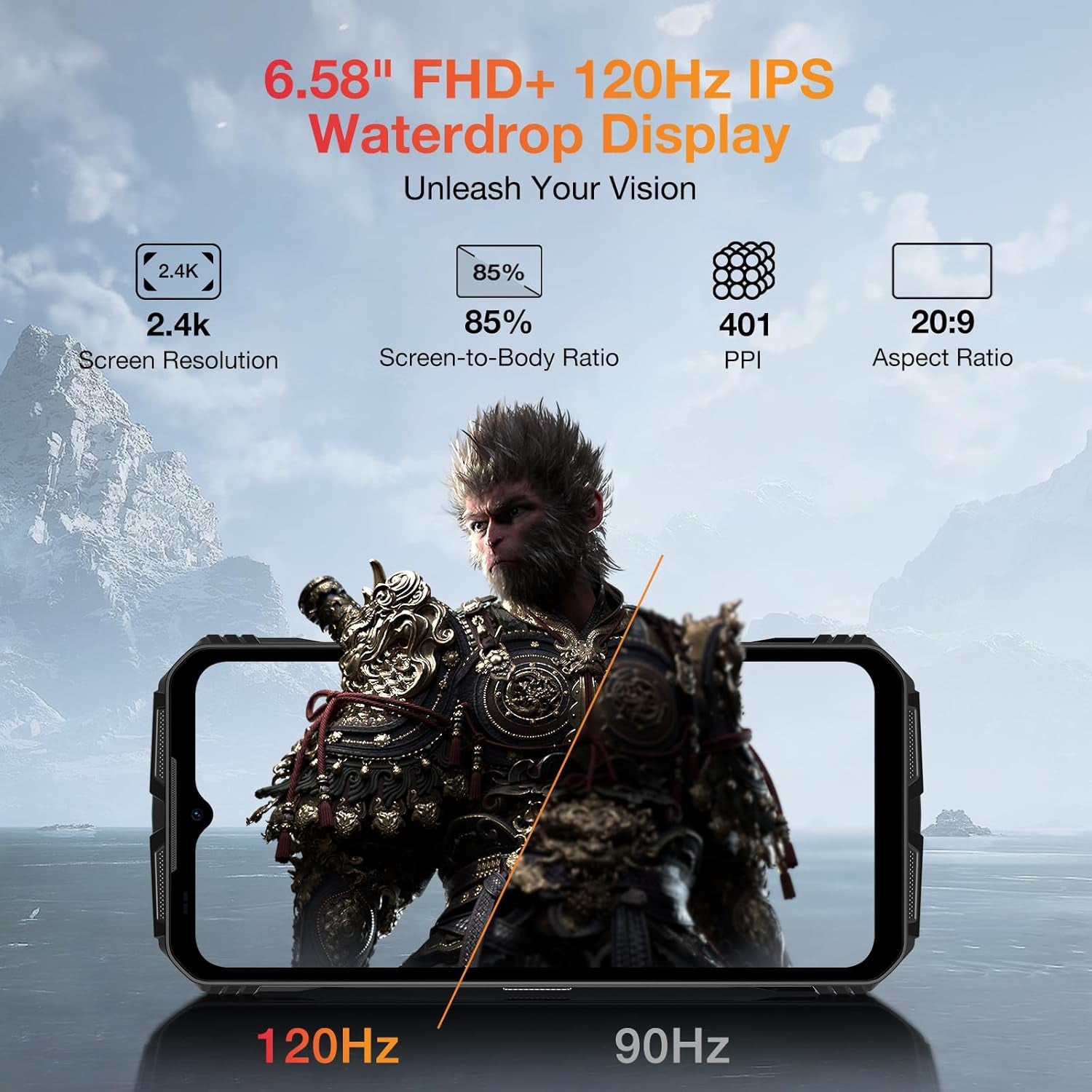 V Max Pro 5G Rugged Smartphone,22000Mah 32GB+512GB/TF 2TB Rugged Phone Unlocked Android 14,108MP+20MP Rugged Cell Phone,6.58" Fhd+120Hz IPS Screen,Ip68/Ip69K Waterproof Phone,Nfc/Face Id/Wifi 6