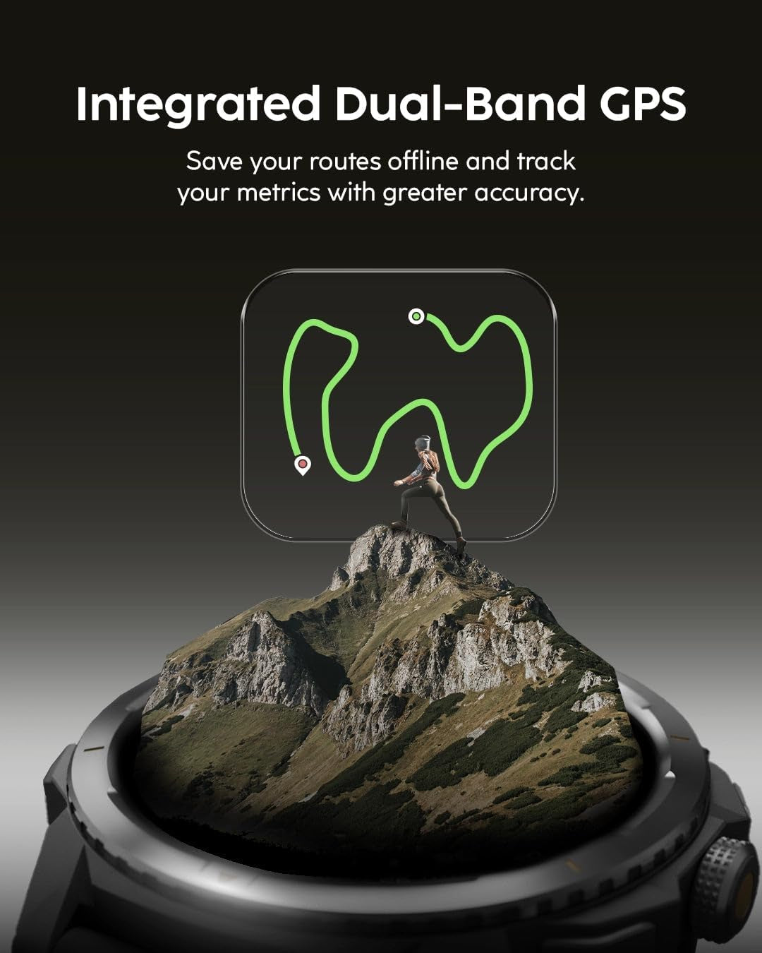 Terra Rugged Smartwatch with Dual-Band GPS, 1.48” AMOLED Display, Offline Maps, VITA AI, AI Coach, Readiness Score, 5ATM, 14-Day Battery – Desert Sand